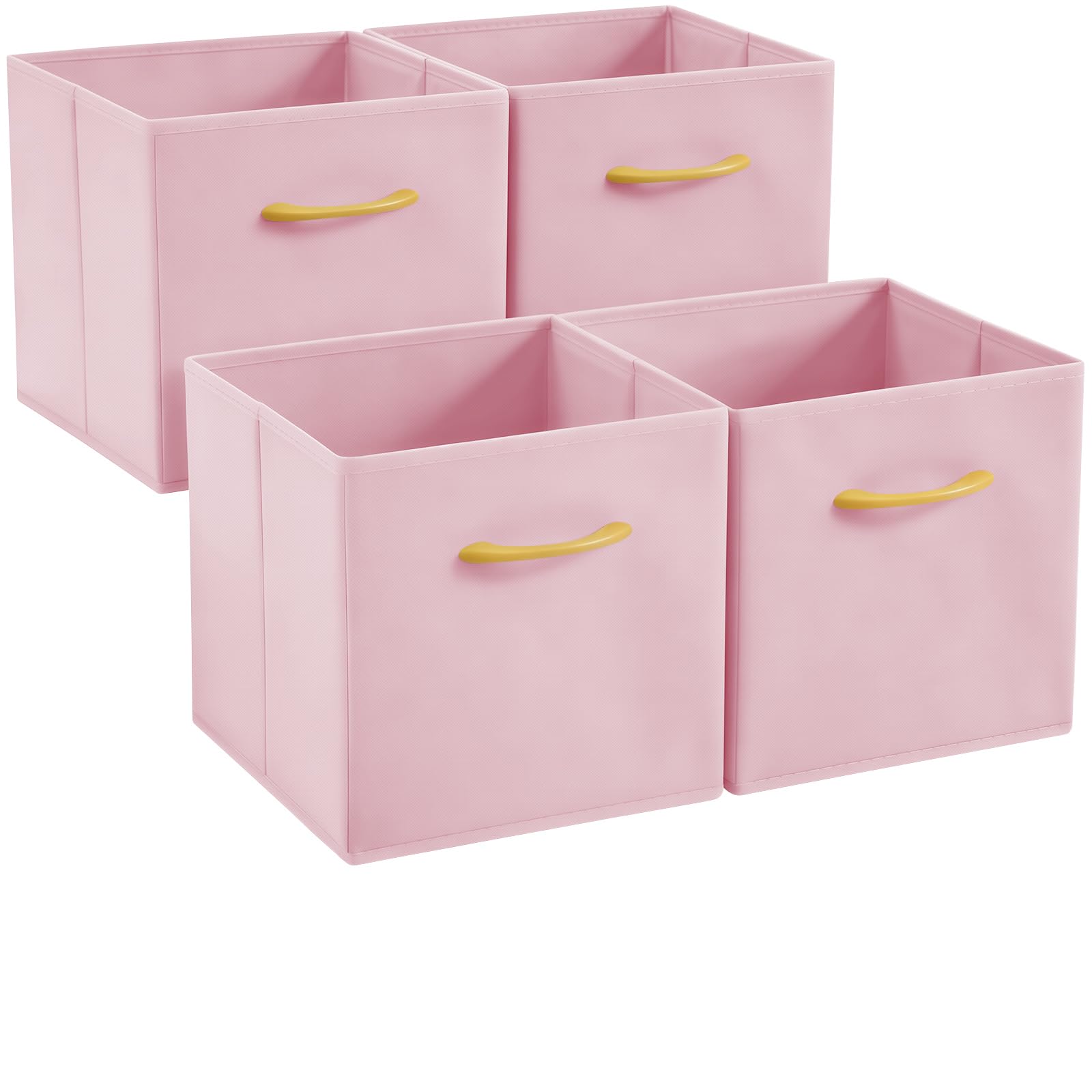 Collapsible Fabric Storage Cubes, Pack of 4 Foldable Boxes with Handles