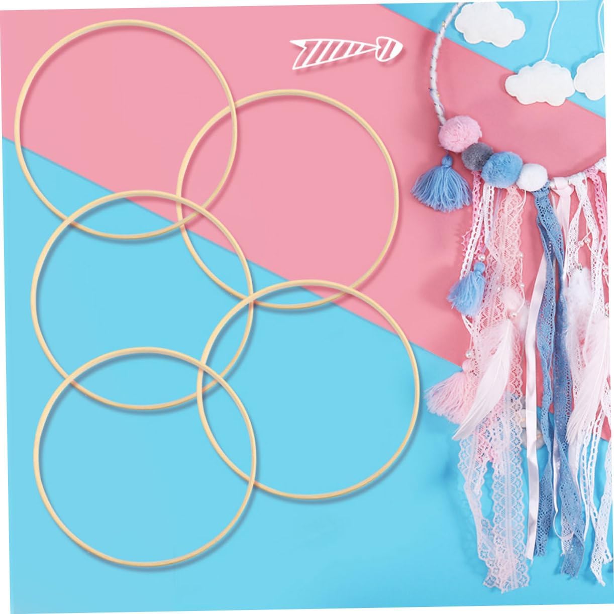 Natural Bamboo Dream Catcher Ring 20cm Round Fan Frame DIY Craft Tool Decorative Accessory Wedding Decor Handmade
