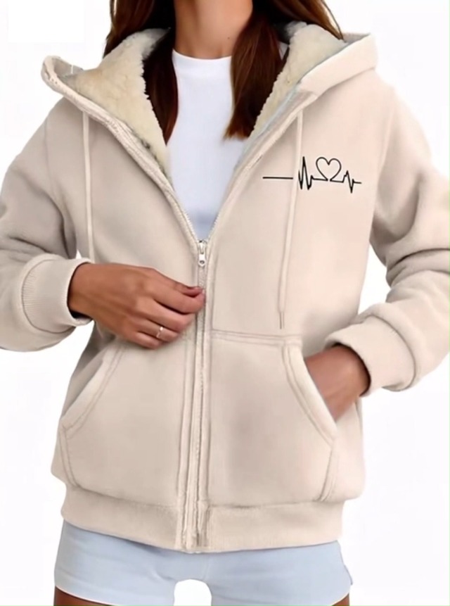 Damen Fleecejacke Mit Kapuze - Teddyfleece Winterjacke