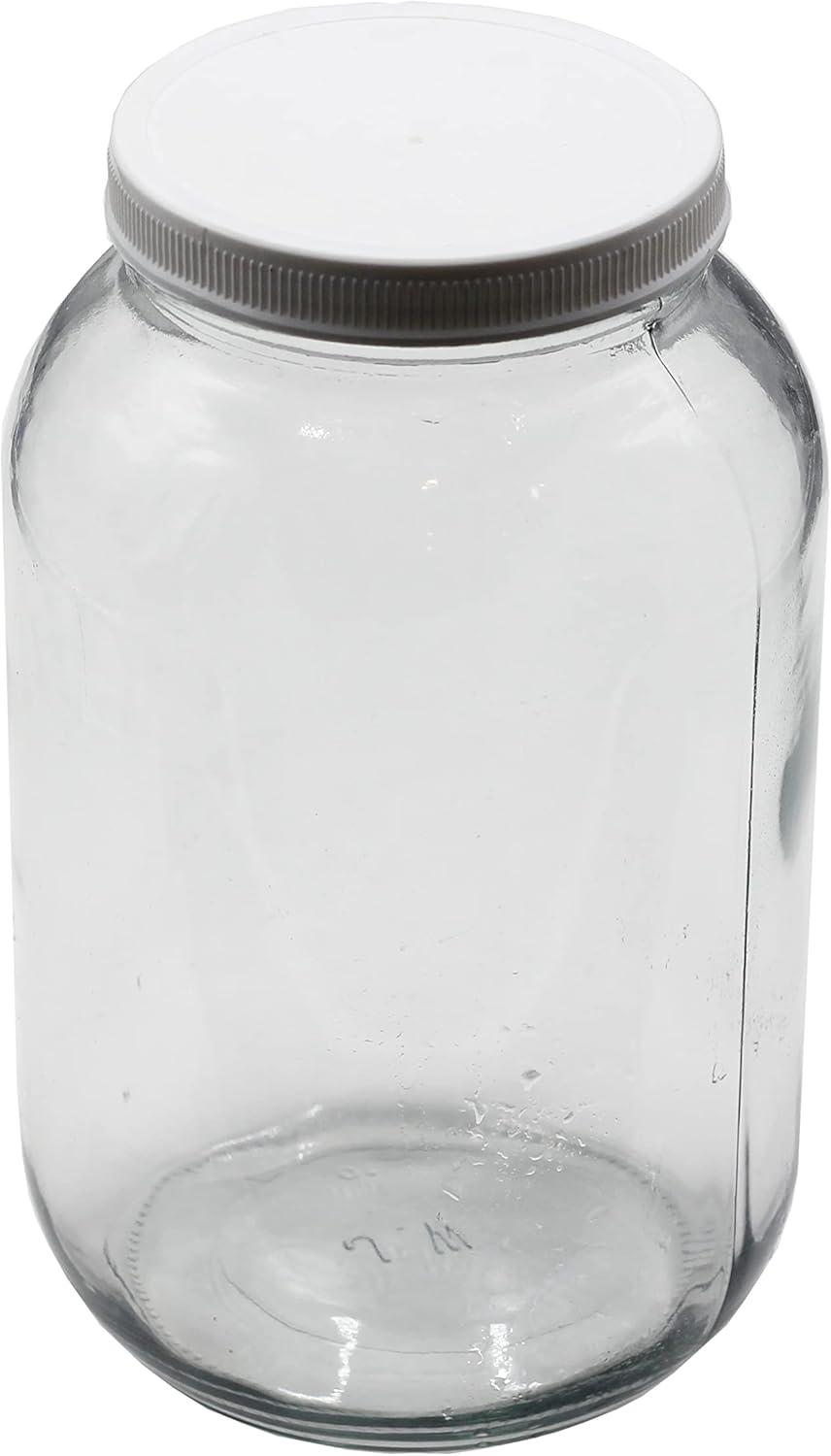 HFS(R 1 Gallon Extra Large Glass Jar, 2PCs/Pack – Wide Mouth with Plastic Lid for Fermenting, Canning, Dry Storage & Bulk Ingredients – Ideal for Pickles, Kombucha & More