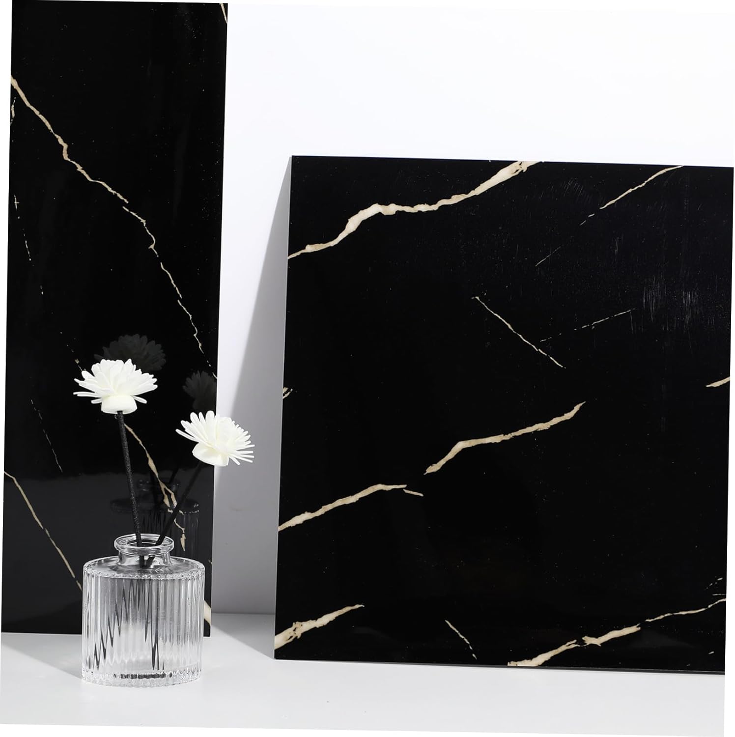 Uonlytech 40枚 防水セルフ粘着ルステッカー キッチン 浴室用耐水壁パネル 大理柄剥がせる装飾ウォールデカール