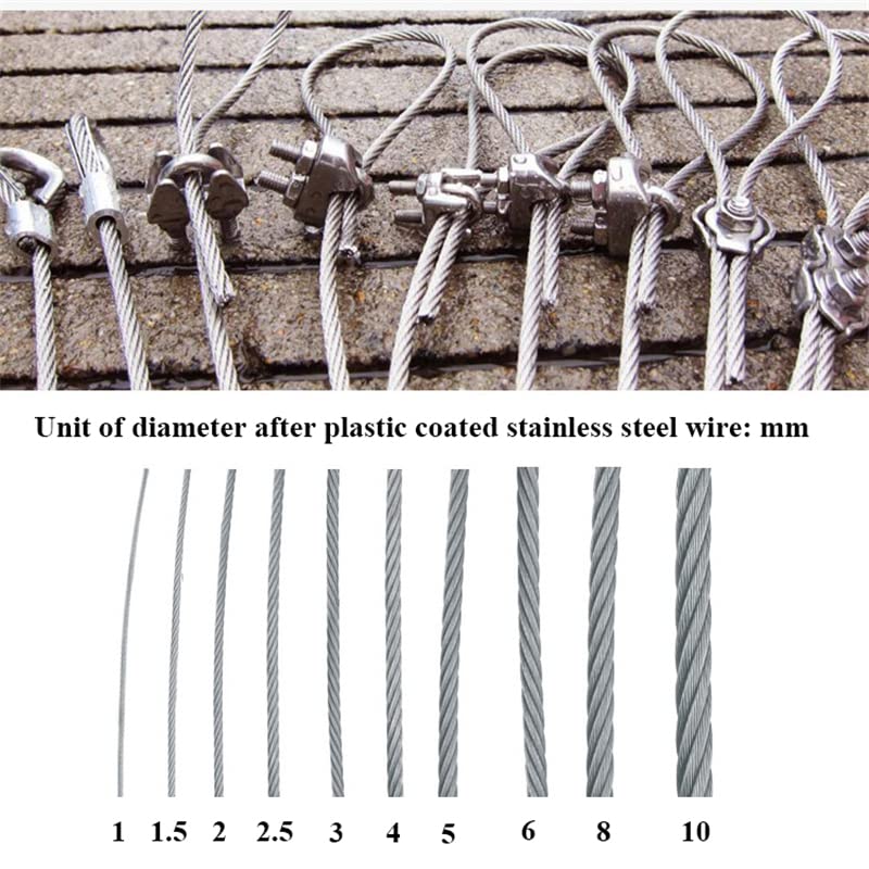 Cable Acero Acero de 4 mm de diámetro de 30 Metros CLORURO DE POLIVINILO Terreno de Acero Inoxidable Transparente de Cable de Alambre Flexible Recubierto Cable De Acero (Size : 30M 3mm)