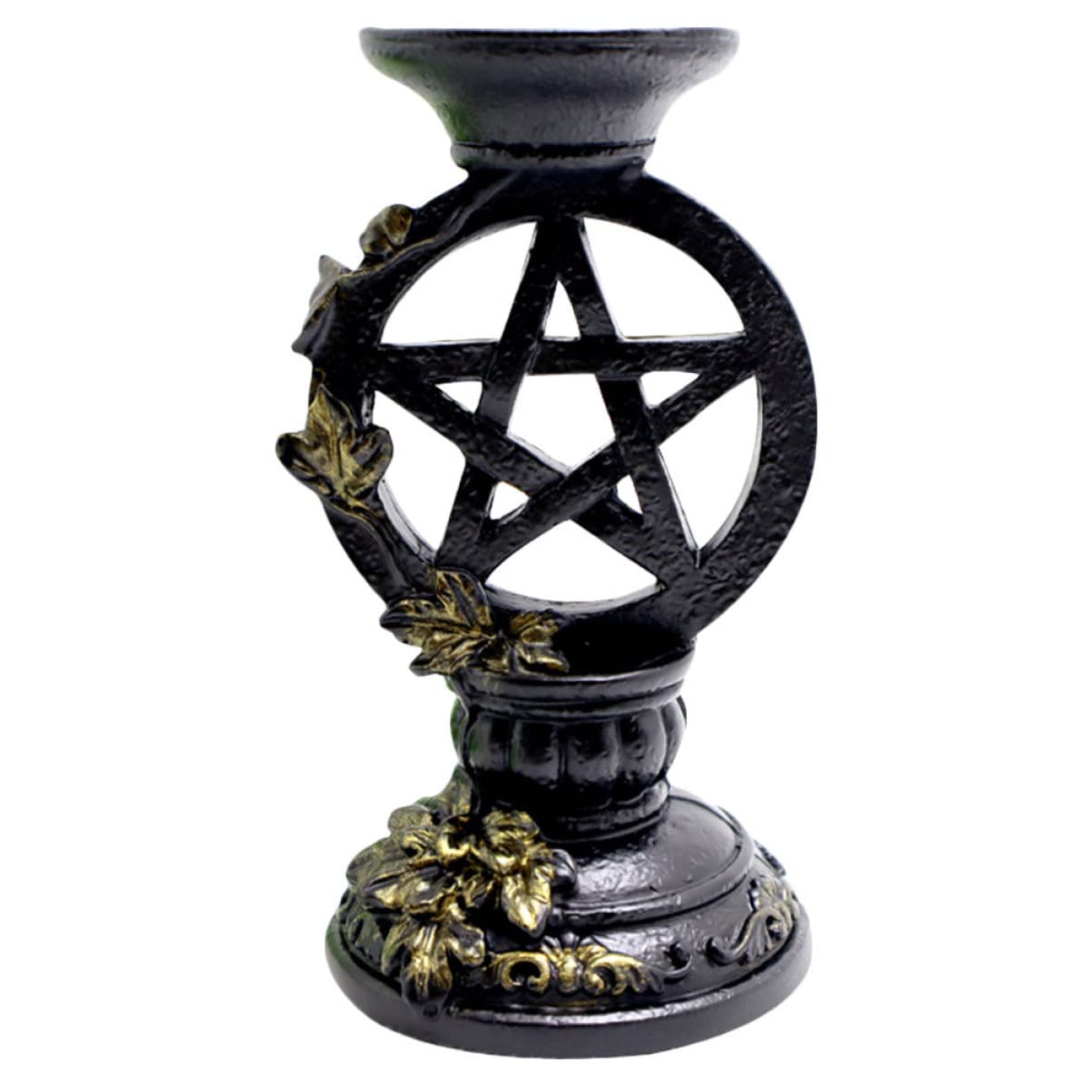 1pc Figure Prop Center Ornaments Sculpture Pentagram Tealight Stylish Resin Ritual Table Holder Candle Photo Retro-style Adornment Pentacle Office Jade Base Sacrificial