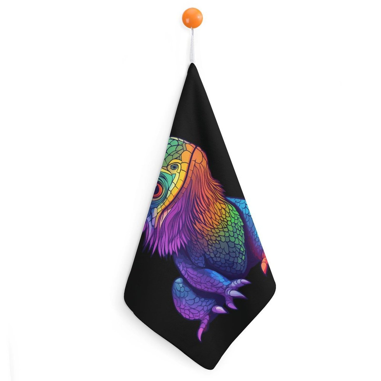 TXFBTRFSA Colorful Bearded Dragon Hand Towels with Hanging Loop Kitchen Towel Handkerchiefs Cleaning Cloths