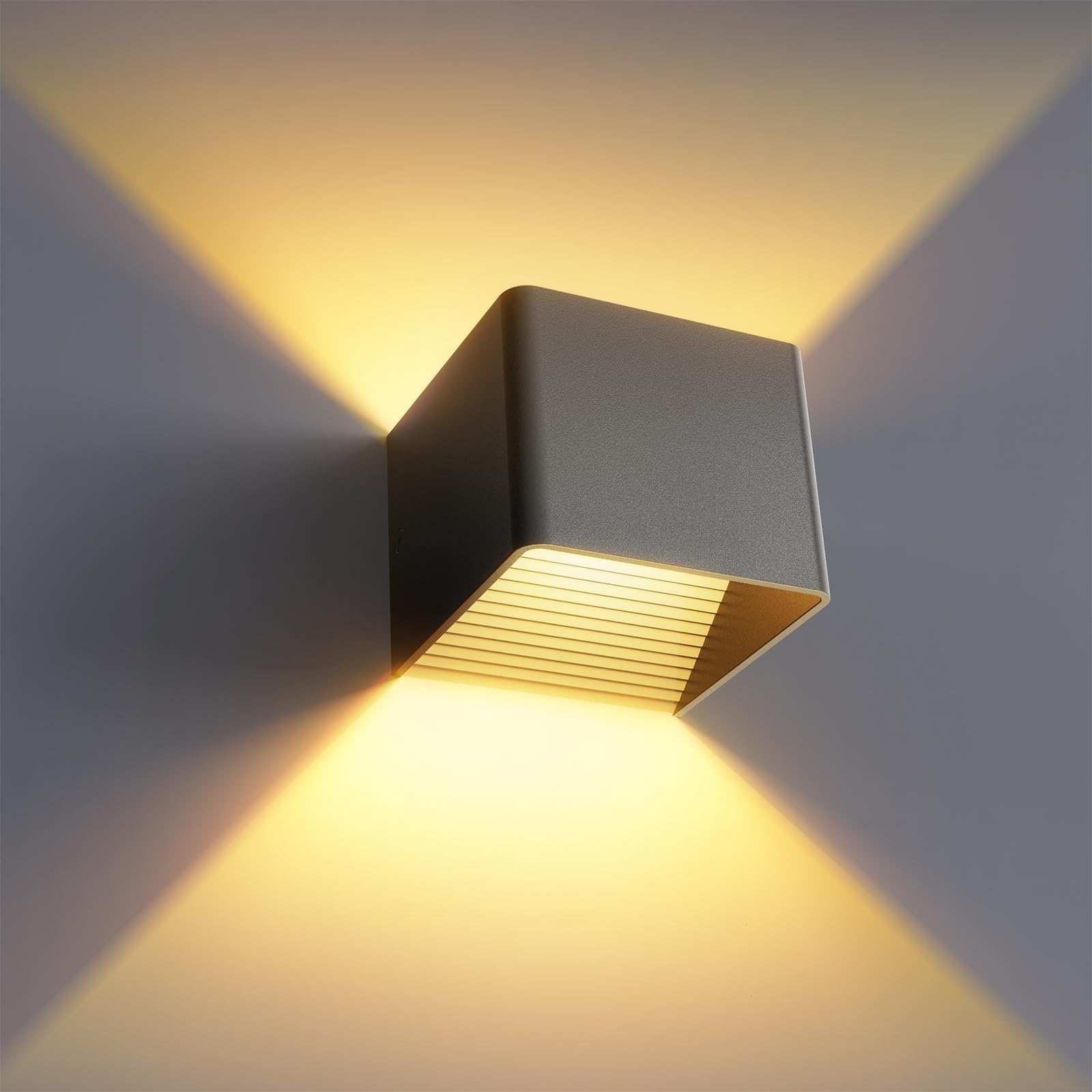 HANDSONIC LED Wandleuchte Innen - Schwarz Wandlampe innen 7W Up and Down leuchten innen Moderne LED Aluminium Wandleuchten Für Wohnzimmer, Schlafzimmer, Flur, Balkon, Treppenhaus - Warmweiß 3000K