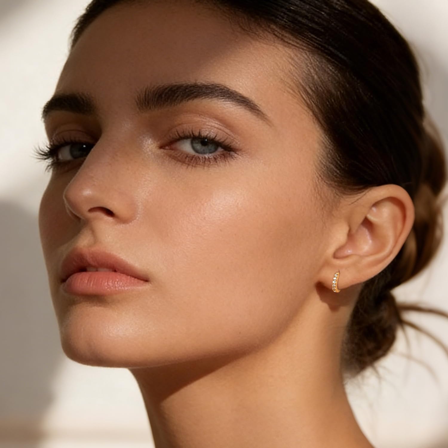 Gold Hoop Earrings 14K Gold Hoop Earrings for Women 14K Gold Earring for Women Hoops Clean Design and Hint of Sparkle CZ Hoops Earring for Womens 12/14/16/20/25/30mm
