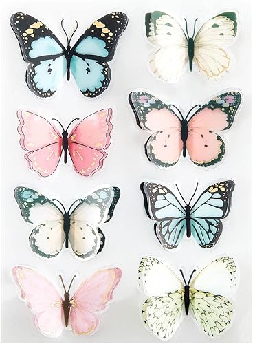 Spellbinders SCS-278 Pegatinas de mariposa dimensionales de la colección Floral Friendship