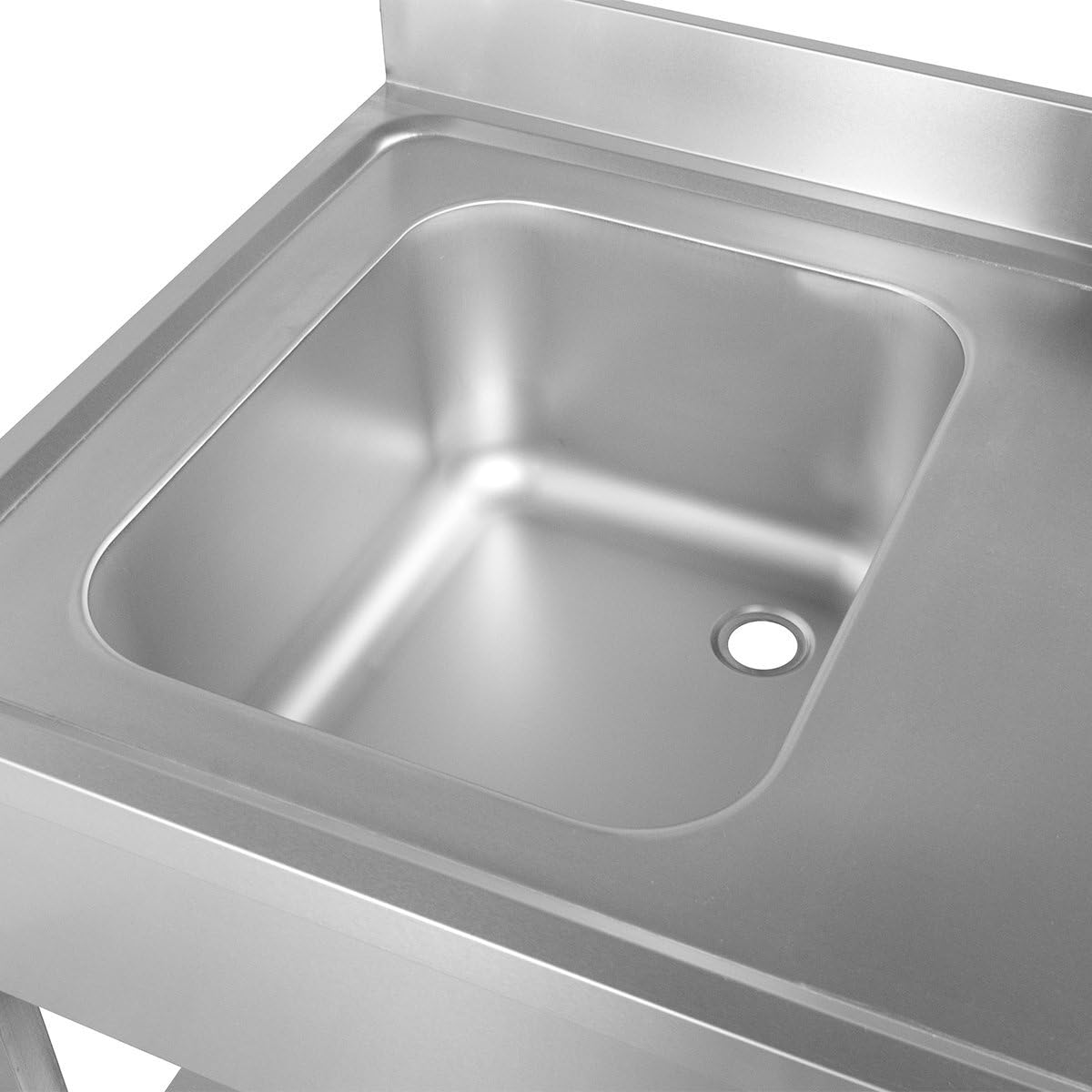 GastroHero Spülzentrum Edelstahl 1200x600 mm 1 Becken links mit Grundboden Aufkantung Spültisch Gastro Küche Spülbecken