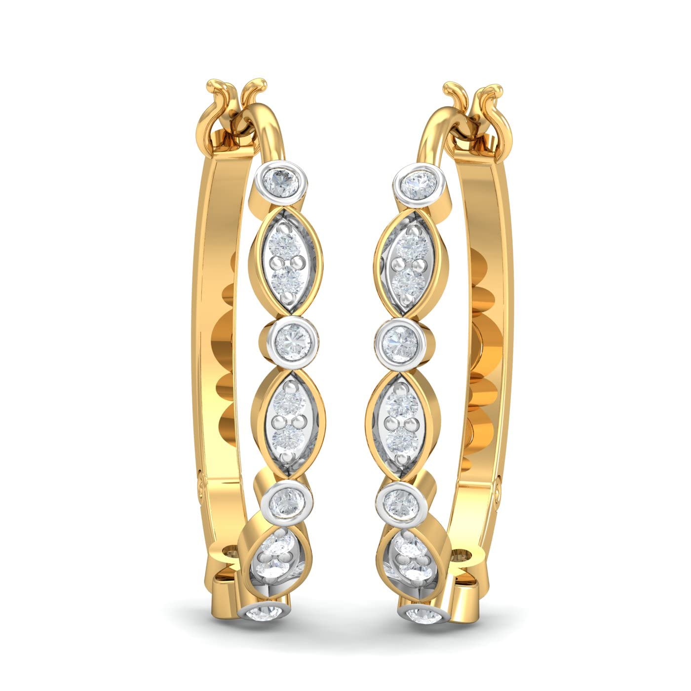 kuberbox 14KT/18KT Yellow Gold Diamond Antoinette Oval Hoop Earrings for Women-picture-17