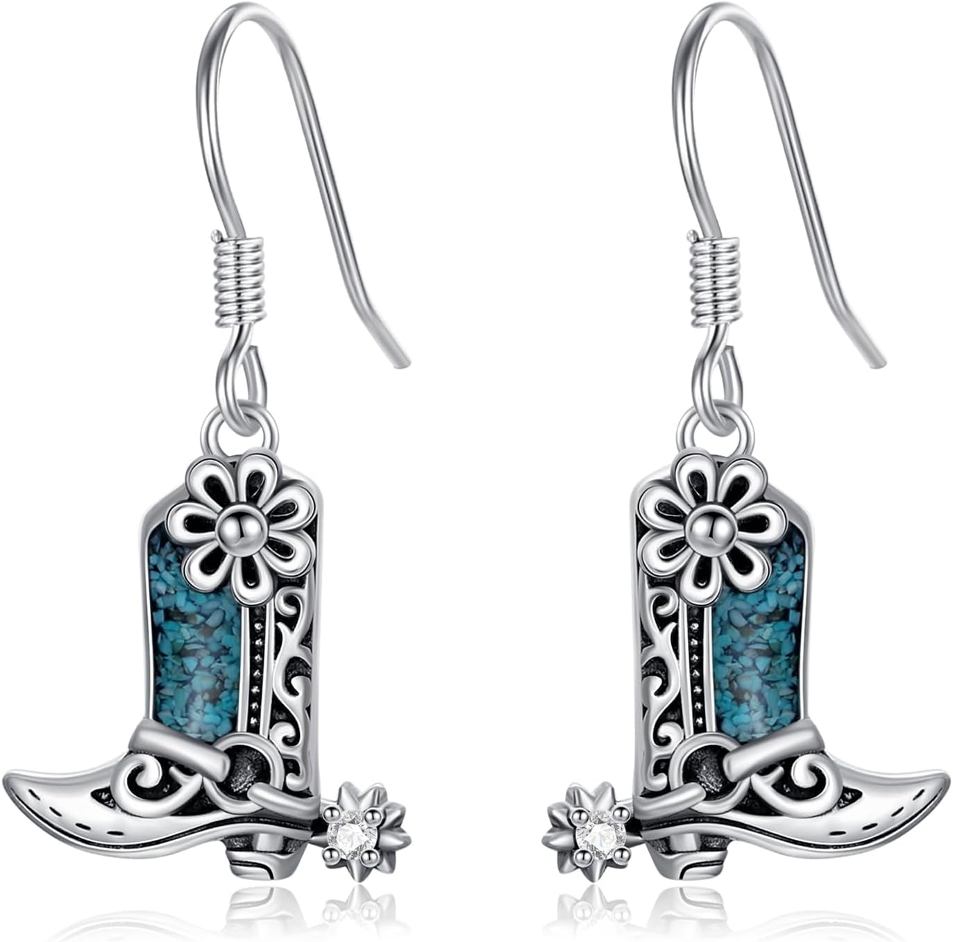 Western Earrings for Women 925 Sterling Silver Turquoise Western Country Dangle Drop Earrings Country Jewelry Gifts for Cowgirl Cowboy