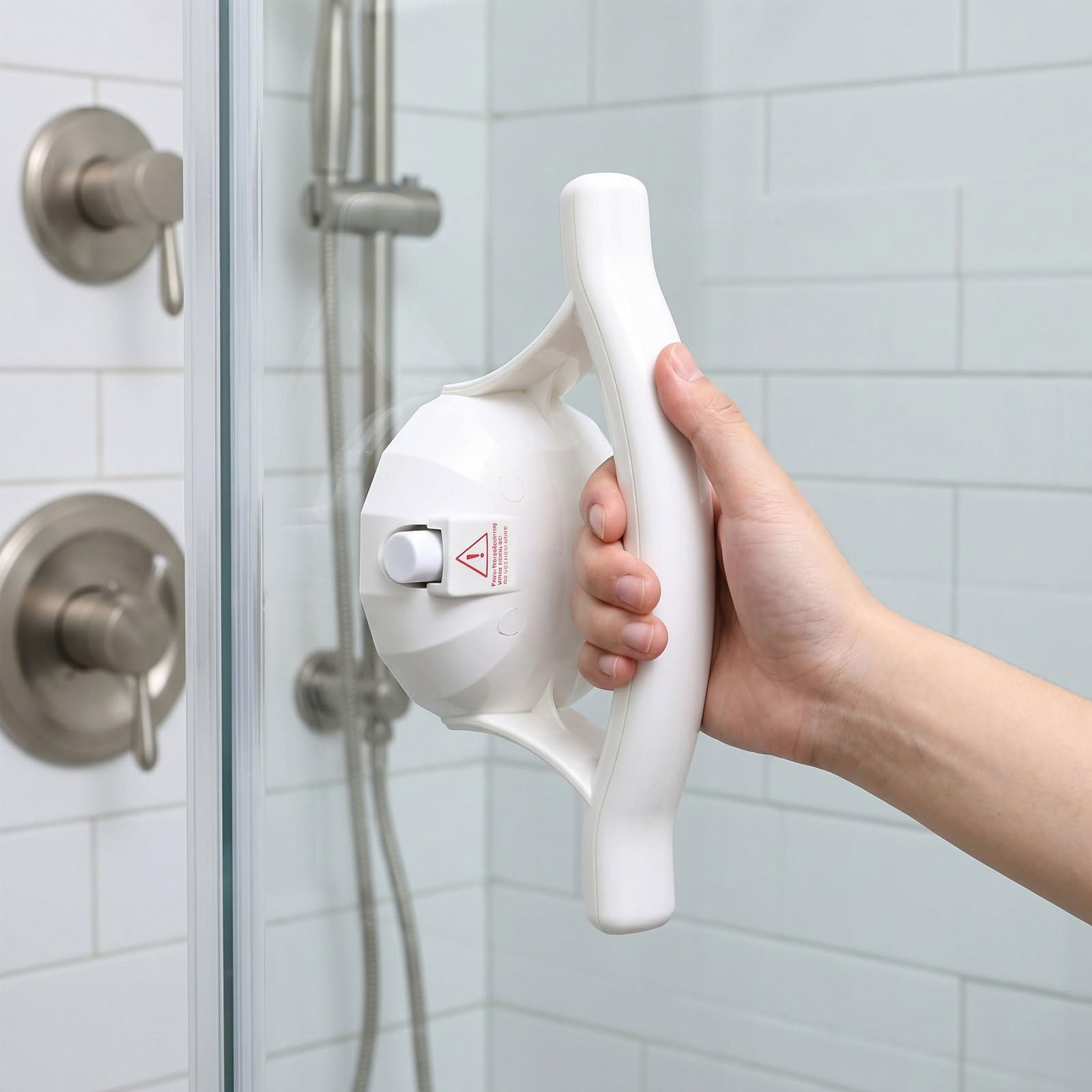 Lurrose Barra de agarre con ventosa para bañera y ducha, asa de seguridad resistente para baño para personas mayores y sillas de ducha, la barra de agarre se puede fijar a azulejos, vidrio y