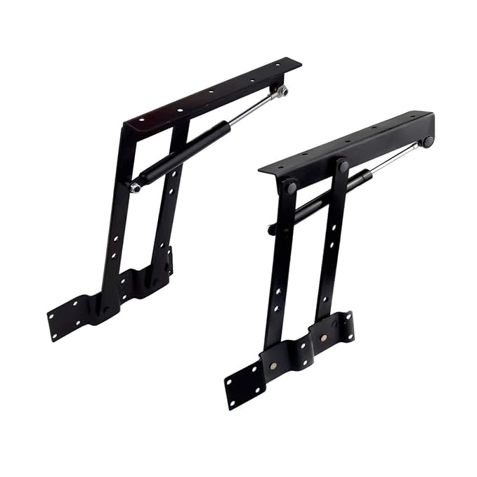 GreatBBA 2pcs Folding Lift up Top Coffee Table Lifting Frame Desk Mechanism Hardware Fitting Hinge Spring Standing Rack Hinge Rack Bracket (Gas Hydraulic) | Hinge brackets only,screws not included,for lift top coffee tables,folding desks,storage tops and
