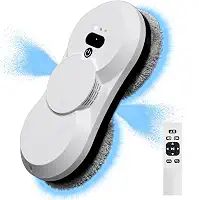 Robô limpador de janela com limpeza automática de vidro de água 5600PA ultrassônico, limpador automático inteligente, aspirador de pó de janela com controle remoto (preto bidirecional)