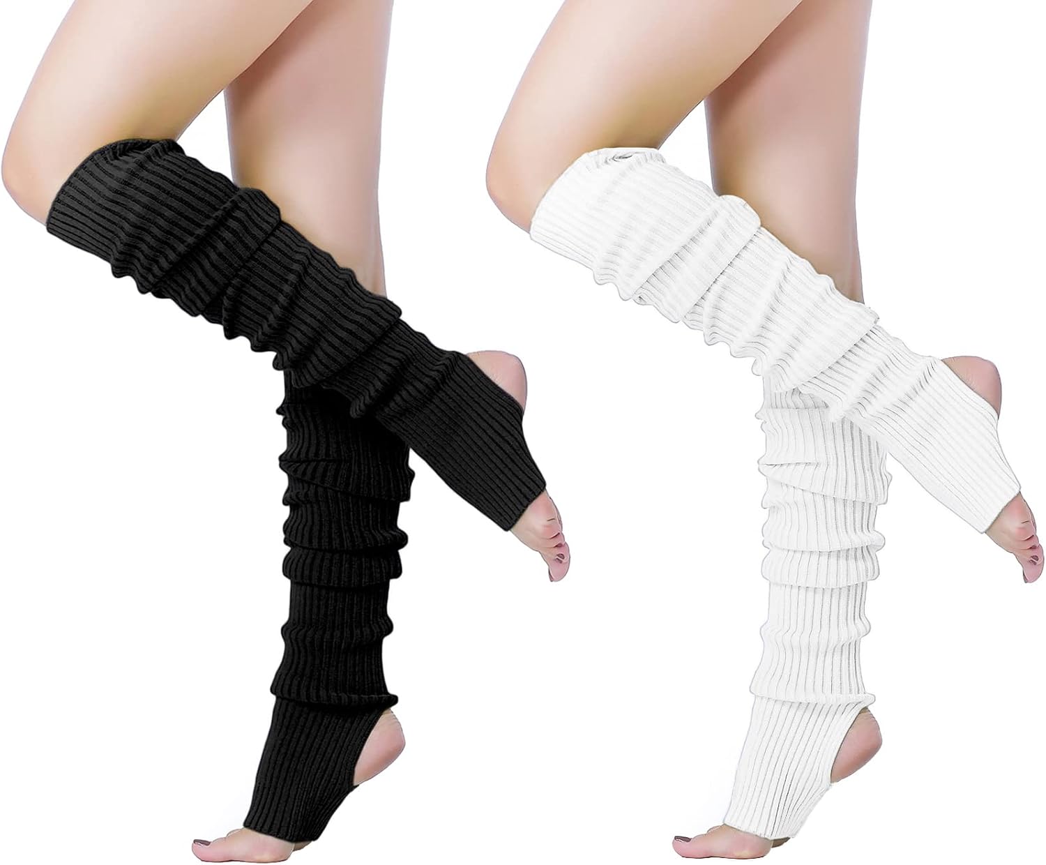 v28 Long Leg Warmer, Women’s Men 80s Party Ribbed Knit Dance Sports