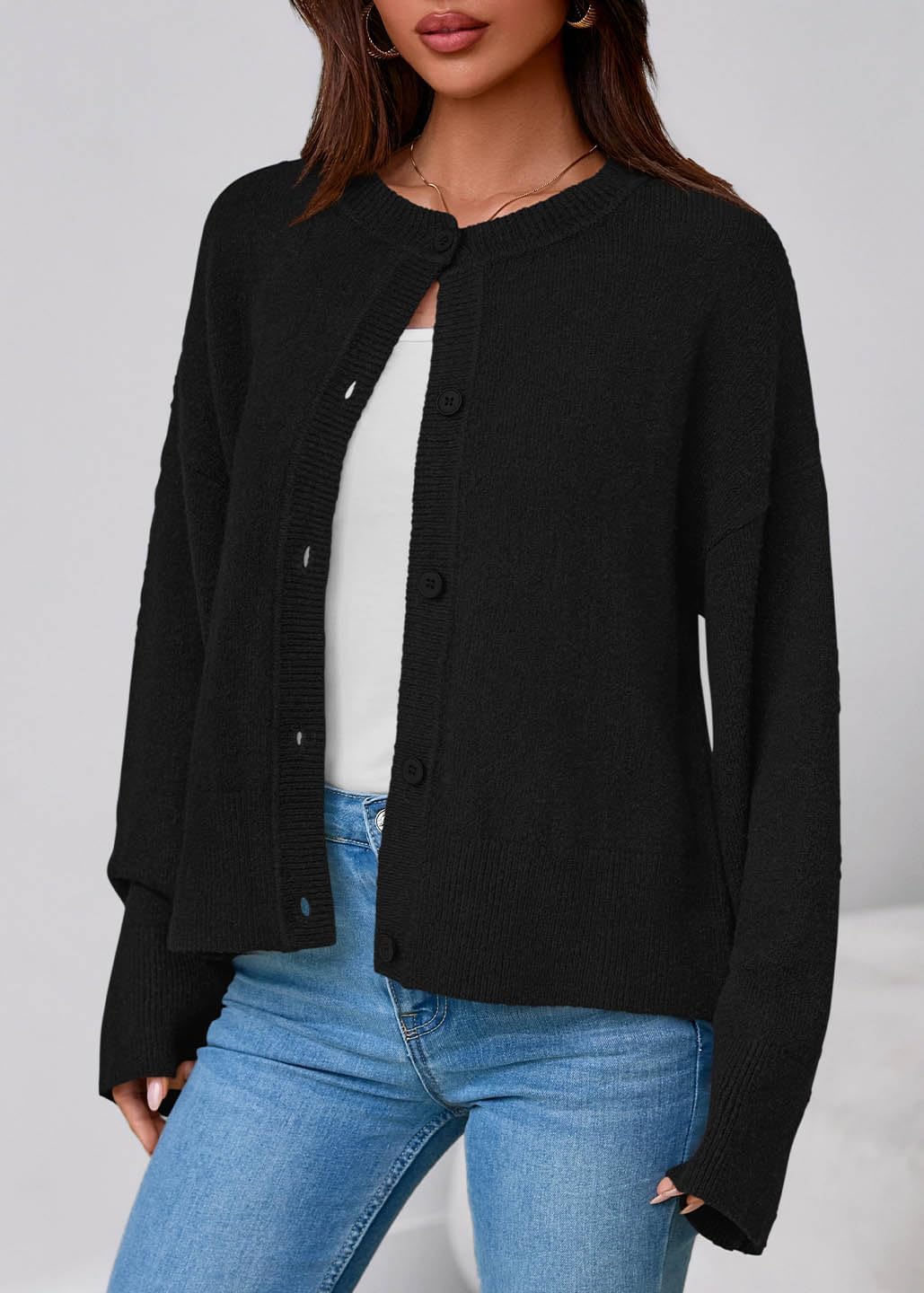 KIRUNDO Cardigan Sweaters for Women Fall Trendy Long Sleeve Chunky Knit Button Up Oversized Winter Jacket Casual Outwear