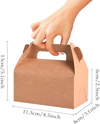 Vista 21 de Lainrrew 30 cajas de golosinas rojas a dos aguas, pequeñas cajas de regalo, caja de regalo de papel kraft de cartón, cajas de galletas de postre