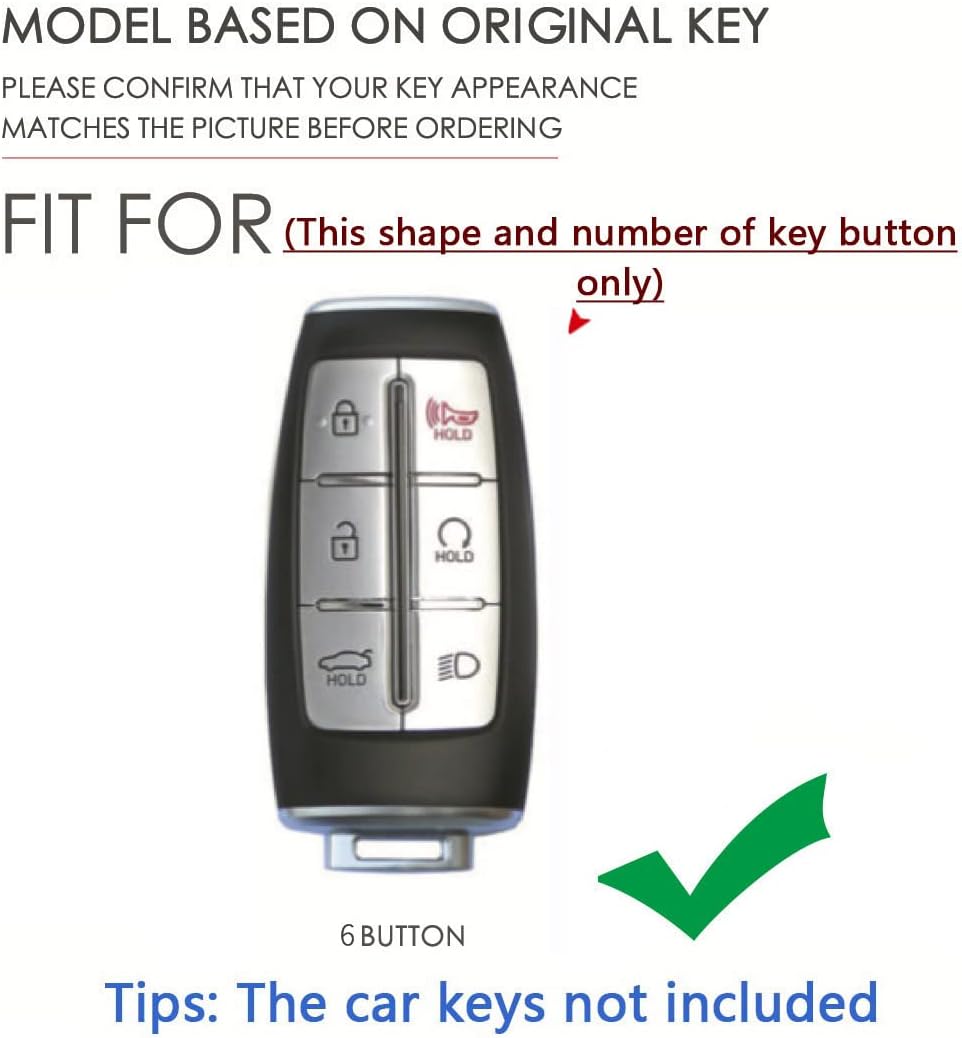 SANRILY Luminous 6 Button Key Fob Cover Case Fit for Genesis GV80 2021 2022 G80 Keyless with Keychain Black