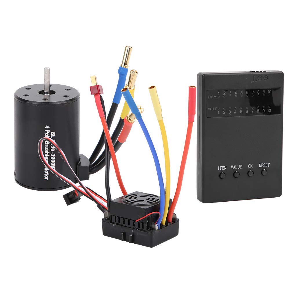 Dilwe Juego de Motor sin Escobillas RC, 3650 3900KV Tarjeta de Programa de Motor sin Escobillas 60A ESC y BEC a Prueba de Agua Piezas de Actualización RC para Coche RC 1/10