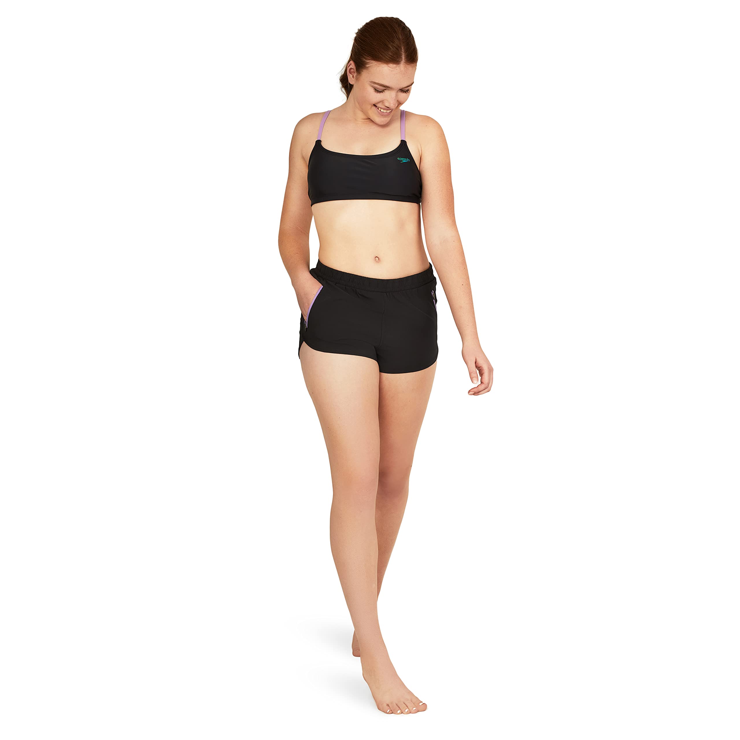 Speedo Bañador de Longitud Corta, Pantalones Cortos con Cinturón En La Cintura Pantalones Cortos Mujer