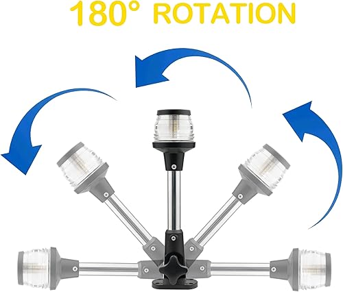 Miniatura 4 de Hecho 3-NM Luz LED plegable para popa de lancha, luz de anclaje 360 para pontón y lancha de pesca, 22.86 cm, 12-24V