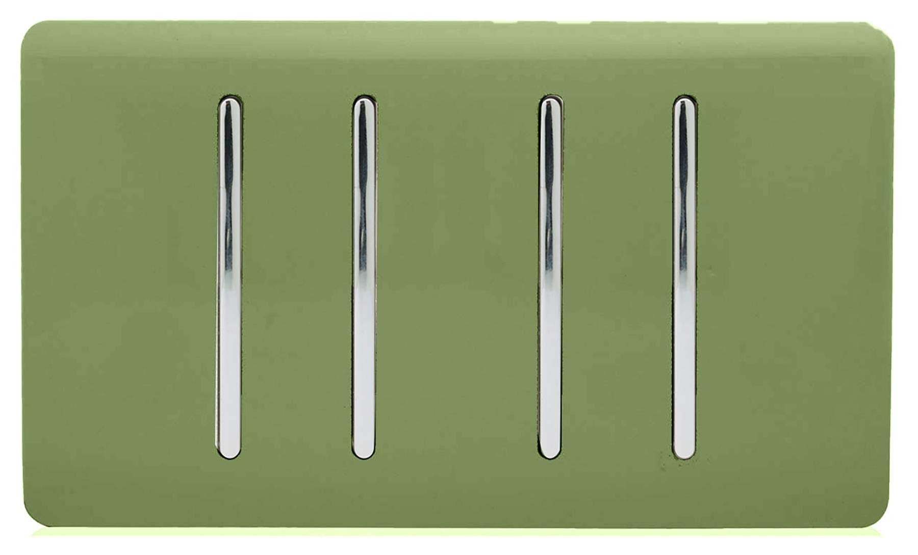 Trendi Artistic Modern Glossy 4 Gang 2 Way Rocker Double Plate Tactile Light Switch Moss Green
