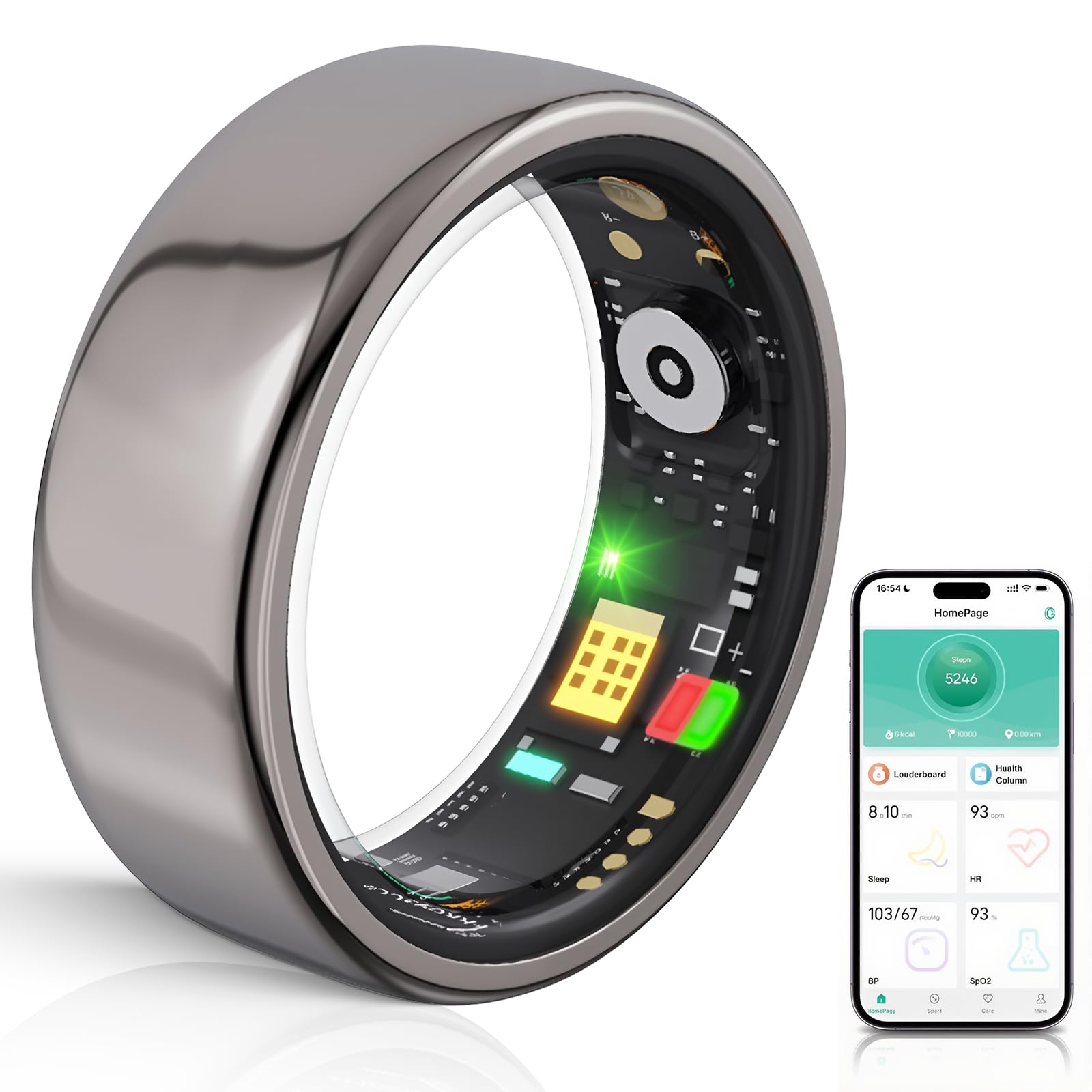 XUZIE Smart Ring Health Tracker Waterproof Health Fitness Tracker Pedometer, for Exercise Data and Sleep Quality Recording Wearable Health Rings with Multiple Sport Modes Size#9
