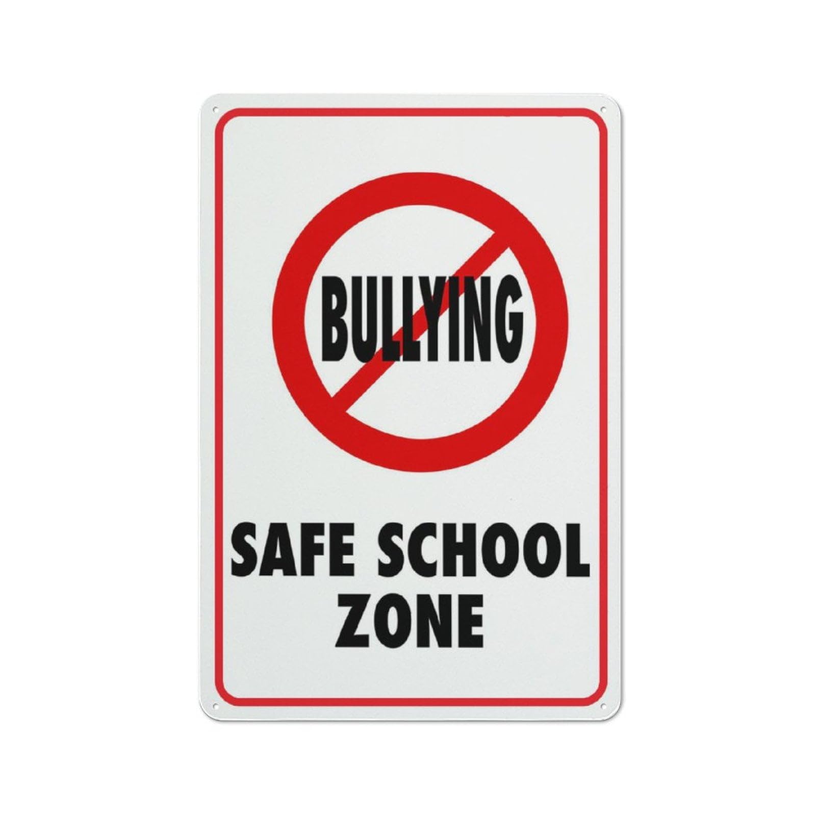 peiyeety No Bullying Safe School Zone Sign 12x8 inch Metal Signs Aluminum Sign Pre-Drilled Holes for Easy Mounting Indoor Or Outdoor Use for Fence Door Or Gate