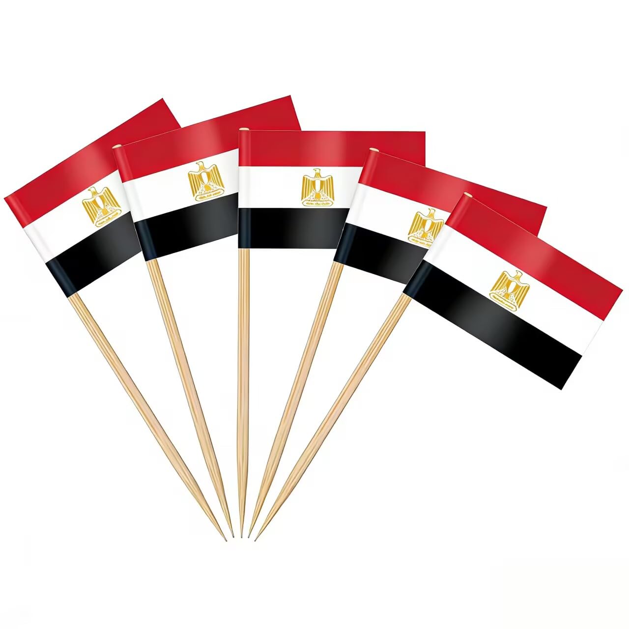 AhfuLife 200pcs Egypt Toothpick Flags, Egyptian Cocktail Stick Flag for World Cupy Sandwich Food Cupcake Toppers Tableware National Day Party Supplies Pub Event Decor