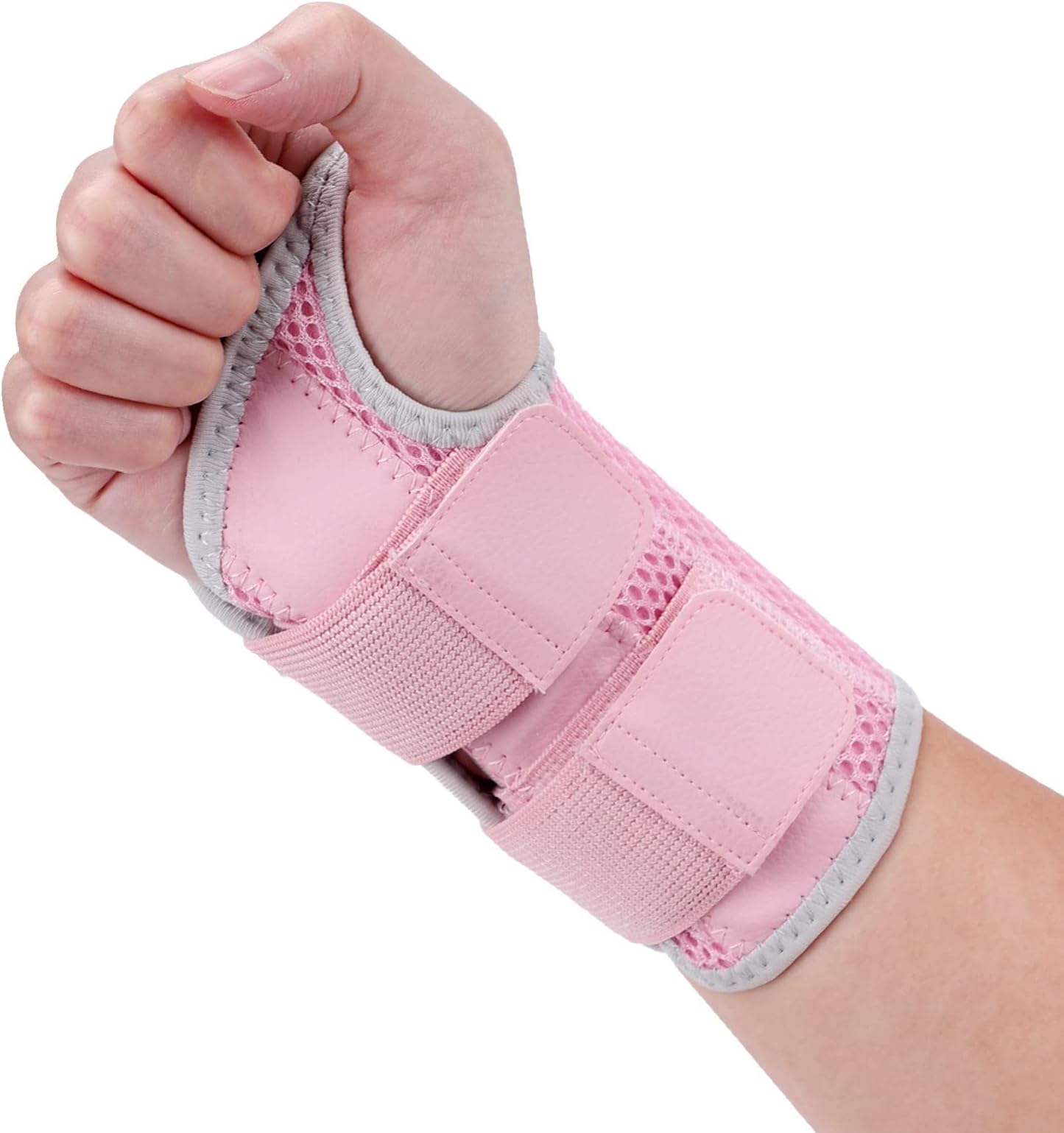 Wrist Brace for Carpal Tunnel, Night Wrist Sleep Support Splint with Compression Sleeve Adjustable Straps for Pain Relief, Arthritis, Tendonitis, Fitness (Right Hand-Pink, S/M (Pack of 1))