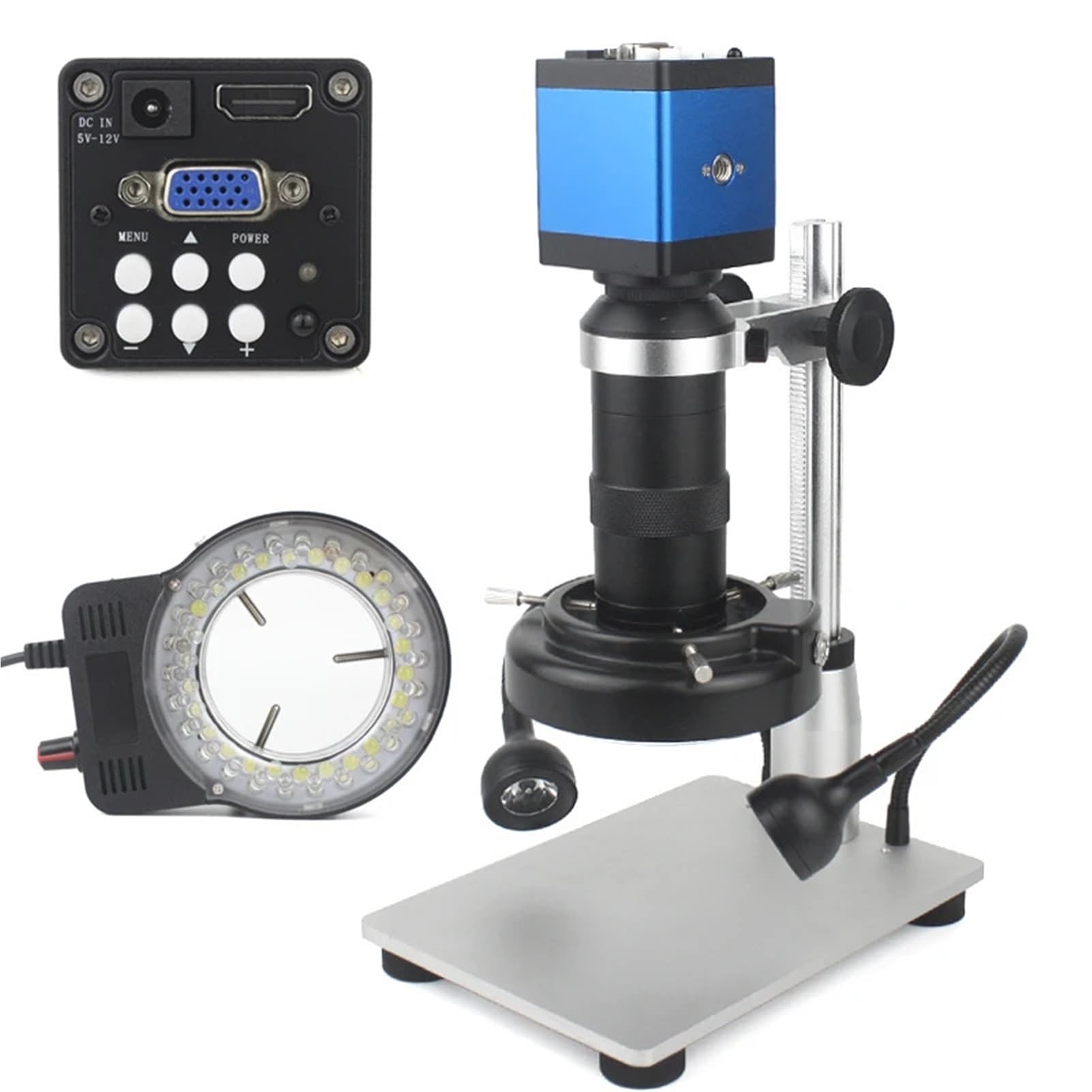 Microscopio Elettronico Digitale 1080P Z Obiettivo 130X E Lampada Circolare A Led Do Riparazione Di Telefoni - Uscita Vga E Hdmi