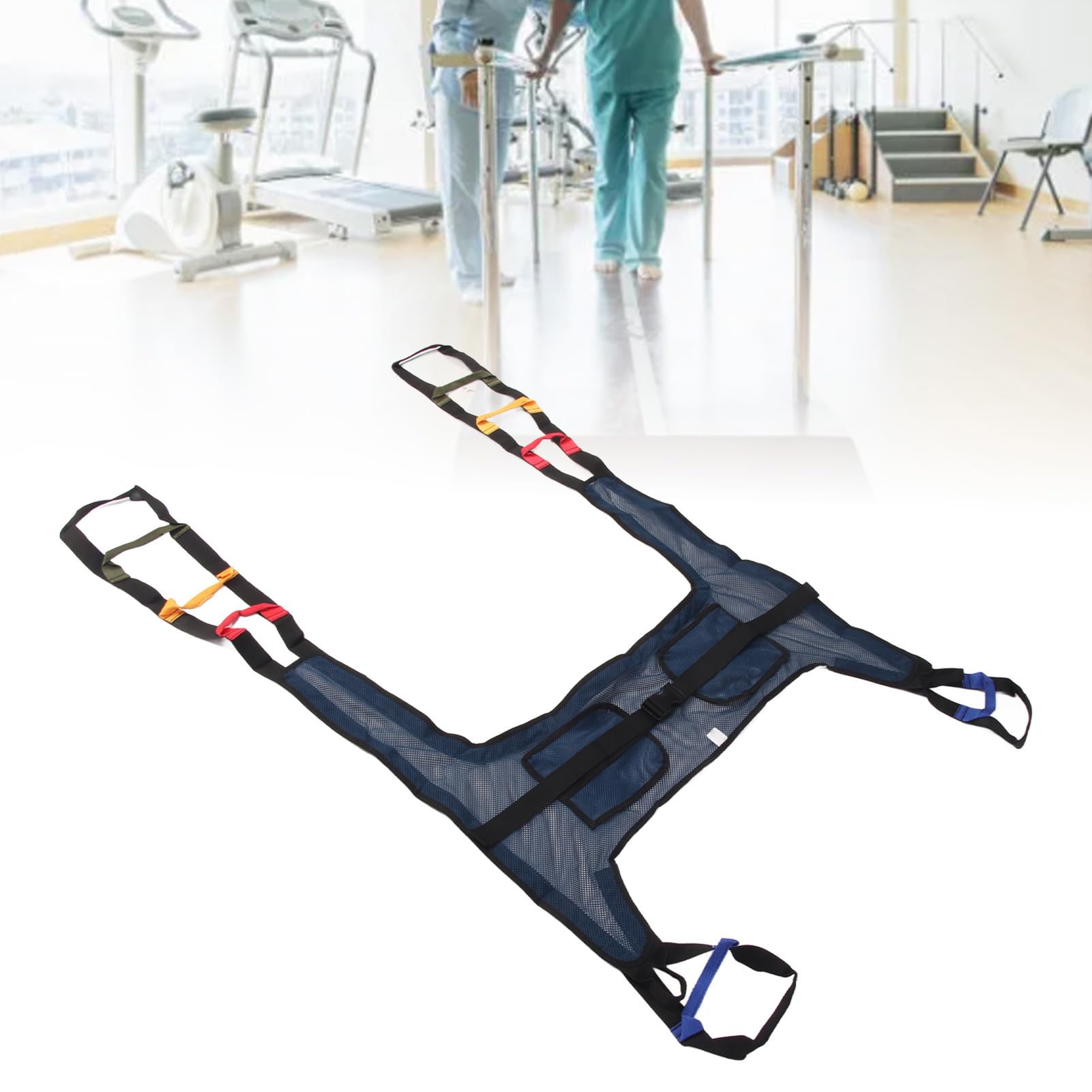 Élingue De Toilette Pour élévateur De Patient, Grande écharpe En Maille, écharpe De Toilette Rembourrée En Nylon, Aide Au Transfert Pour L'entraînement à la Marche Debout, Maille Bleu Foncé En Forme D