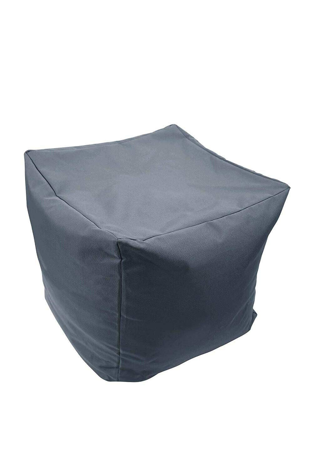 AMBERLINNEN LTD Waterproof Garden Cushion Furniture Filled Foot Stool Cube Beans Bag Outdoor (Grey)