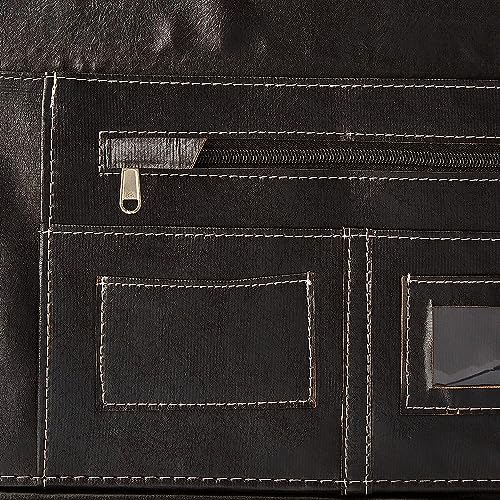 Image of COI Black Faux Leather File and Folder for Certificate and Document for Student Portfolio with Zip Expending (Black) 20 Leaf