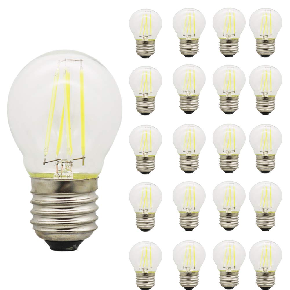 Mengjay 20 x żarówka LED E27 G45 4 W G45, retro żarówka Edisona G45 zimna biel 6500 K, AC 220-240 V