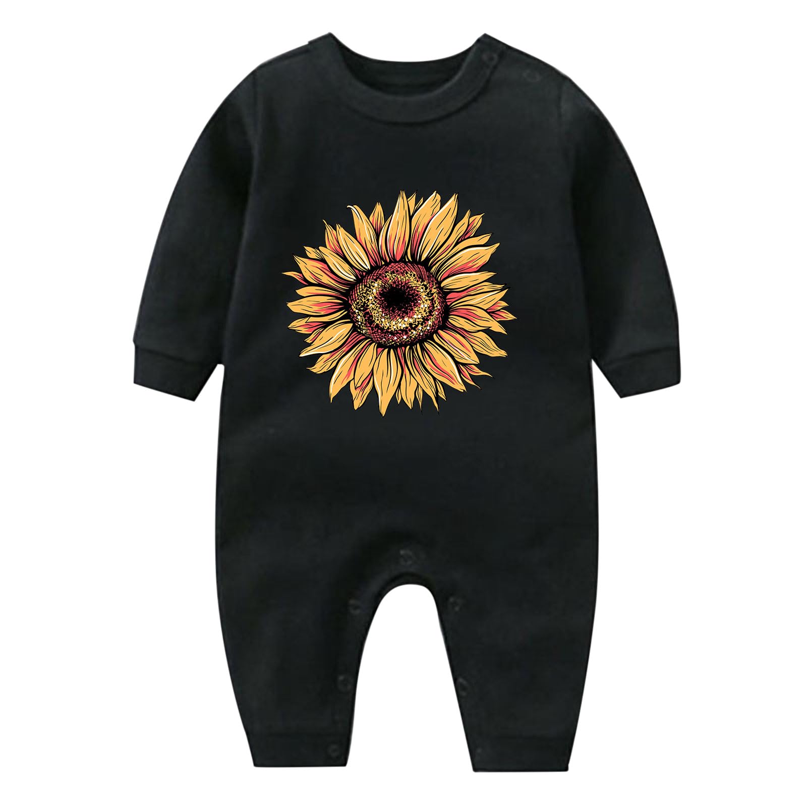 Newborn Baby Long Sleeve Bodysuit Cute Flower Printed Romper Kids Onesie Pajamas Girls Jumpsuit Overalls