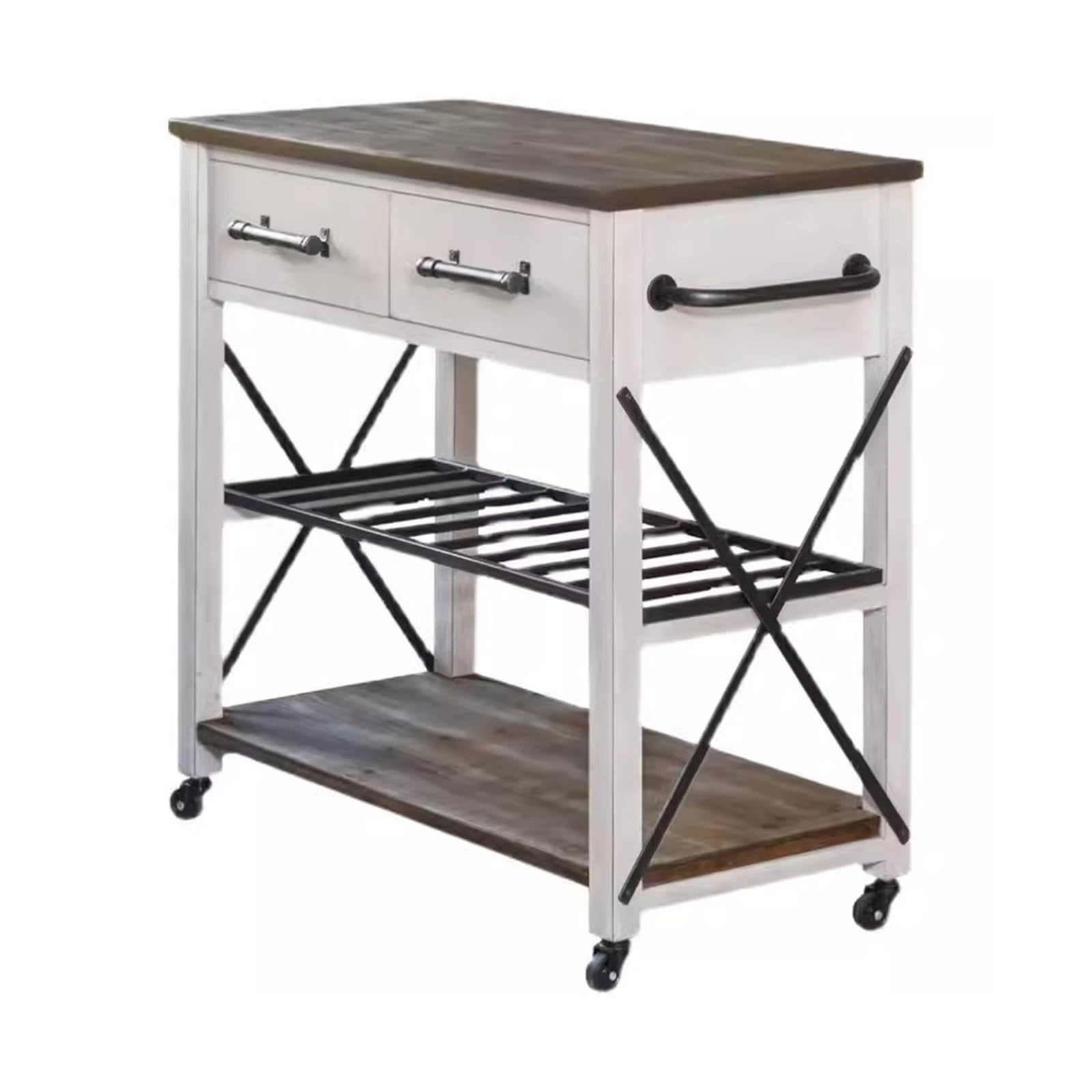 Fzl02068lm One Color Serving Trolleys Mobile Island Dining Car Kitchen Cooking Table Preparation Household Sideboard Cabinet Organization