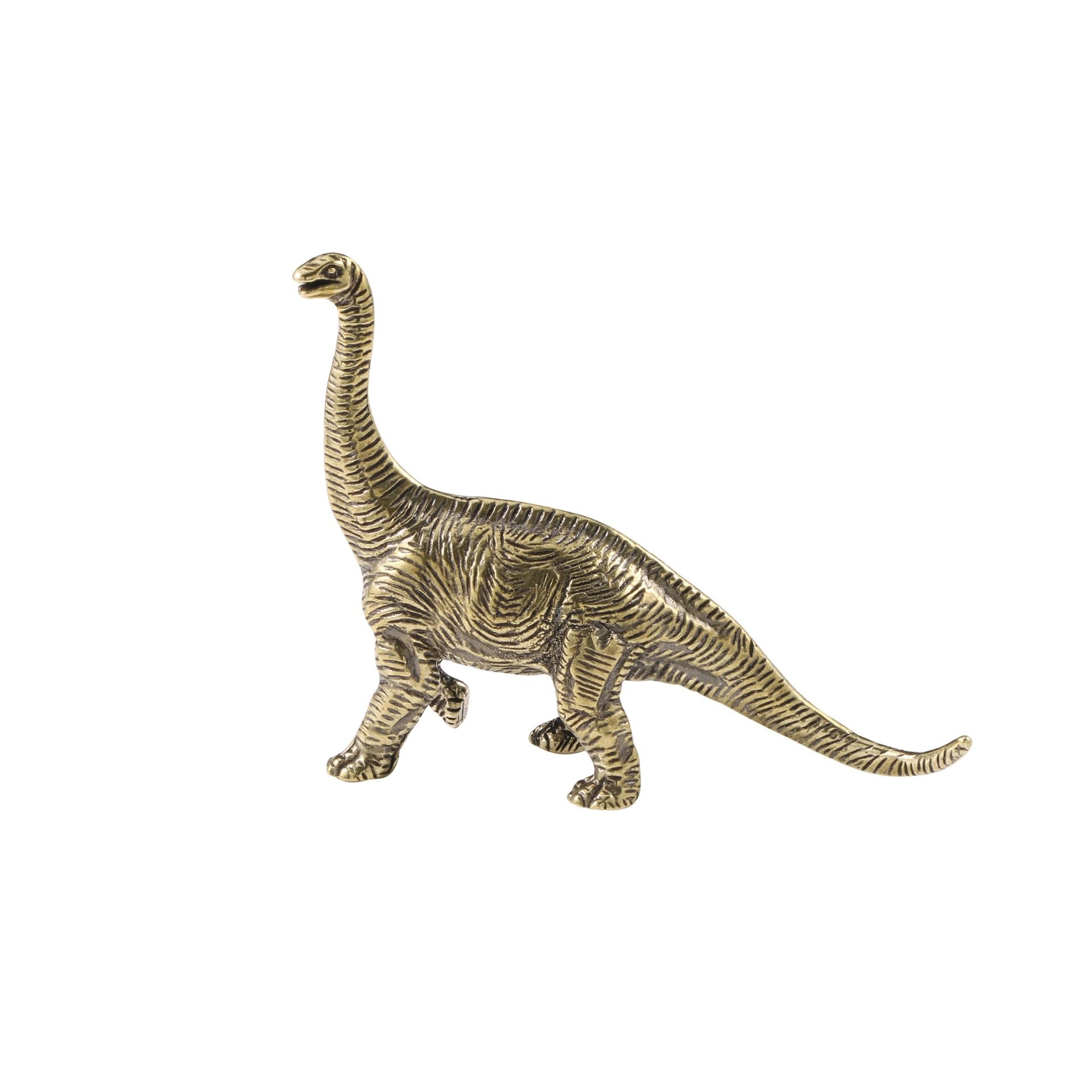 NGDFGR Realistic Brass Diplodocus Statue,Metal Jurassic Herbivorous Dinosaur Sculpture Model-Ideal For Bookshelves Study Rooms Sand Table Bonsai Micro Landscape Decor