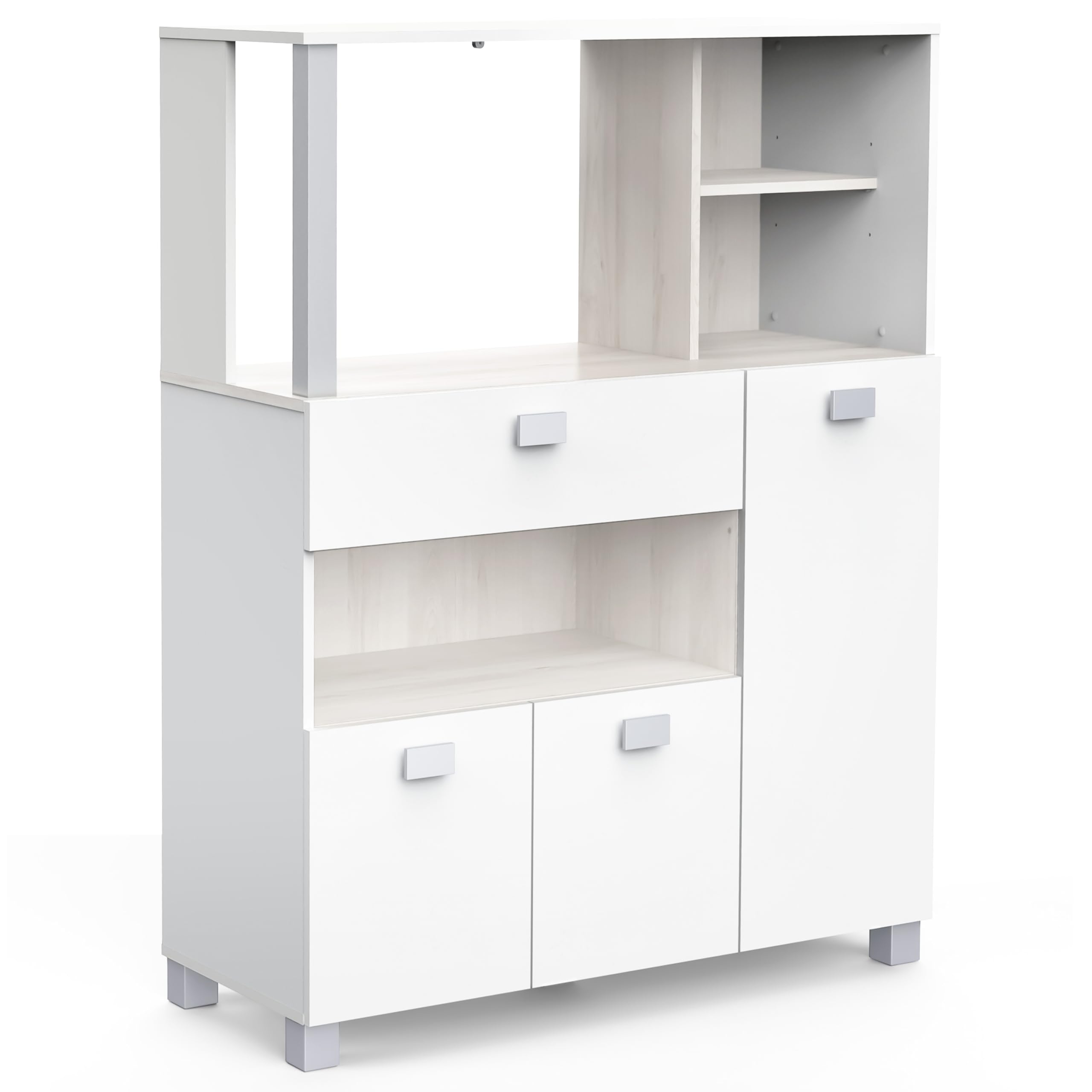 habeig Küchenschrank, Küchenregal, Küchenmöbel, Mikrowellenschrank, Singelküche, Buffetschrank, weiß, Küche, 43kg! schwer, 146