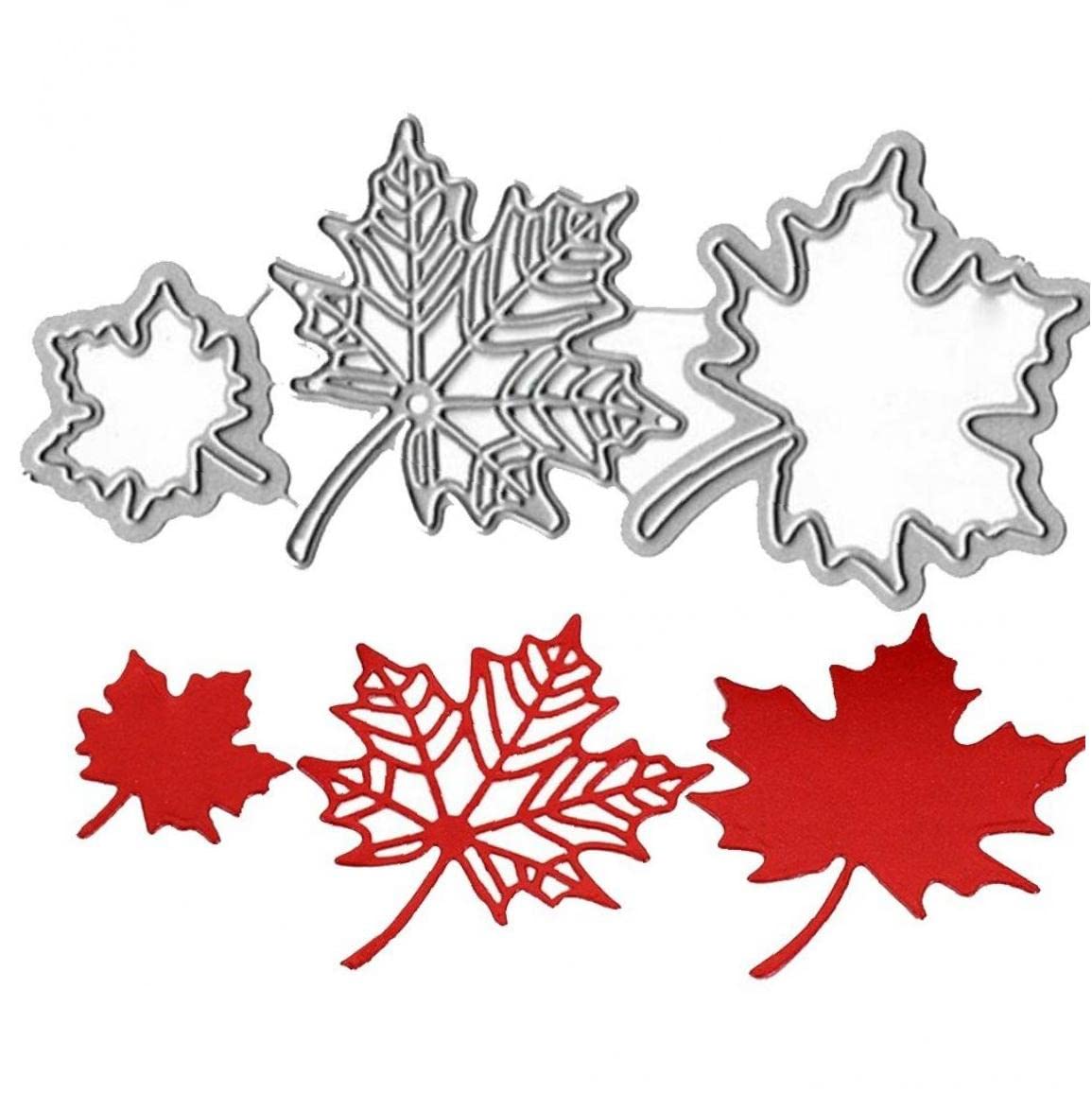 Bopely Silver Maple Leaves Metal Cutting Thanksgiving Fall Die Cuts Stencil Template For Scrapbooking Paper Card Making Embossing