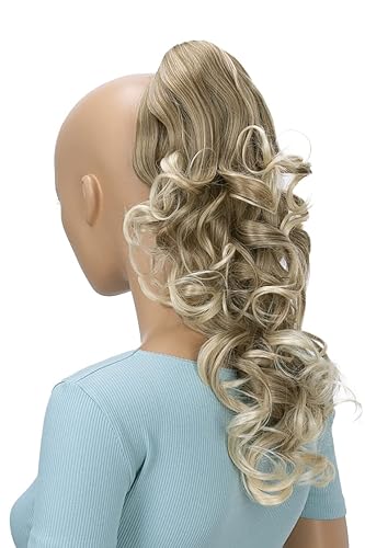 Miniatura 8 de CAISHA by Prettyshop - Extensión de cola de caballo de 16 pulgadas con clip, voluminosa ondulada, ombré, mezcla de marrón H144