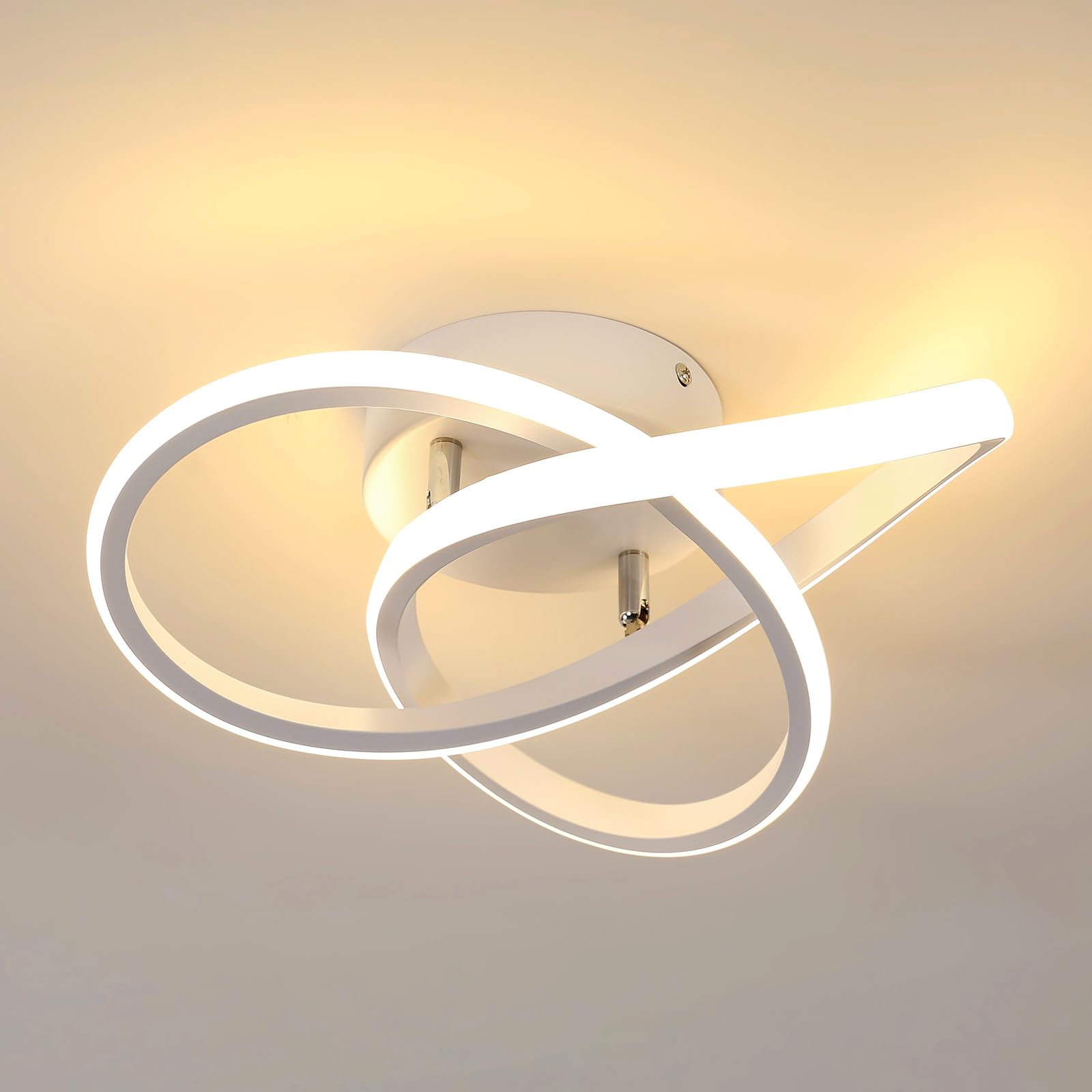 Comely Plafonnier LED Moderne, Lampe de Plafond 30W 3375LM en Forme de Fleur Créative, Plafonnier Luminaire pour Chambre à Coucher, Couloir, Cuisine, Salle de Bain, Blanc Chaud 3000K, Blanc