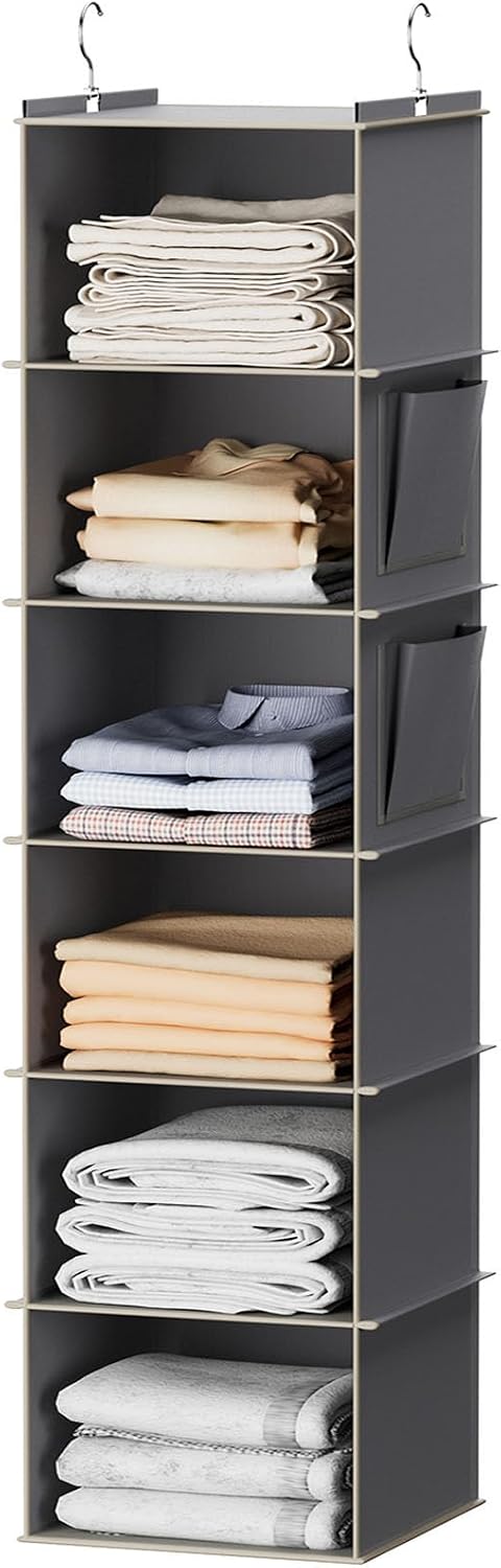 YOUDENOVA Hanging Closet Organizer 6-Shelf Grey