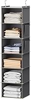 YOUDENOVA 6-Shelf Hanging Closet Organizer Storage Shelves, Grey - Durable Space-Saving Closet Organizer with Side Pockets