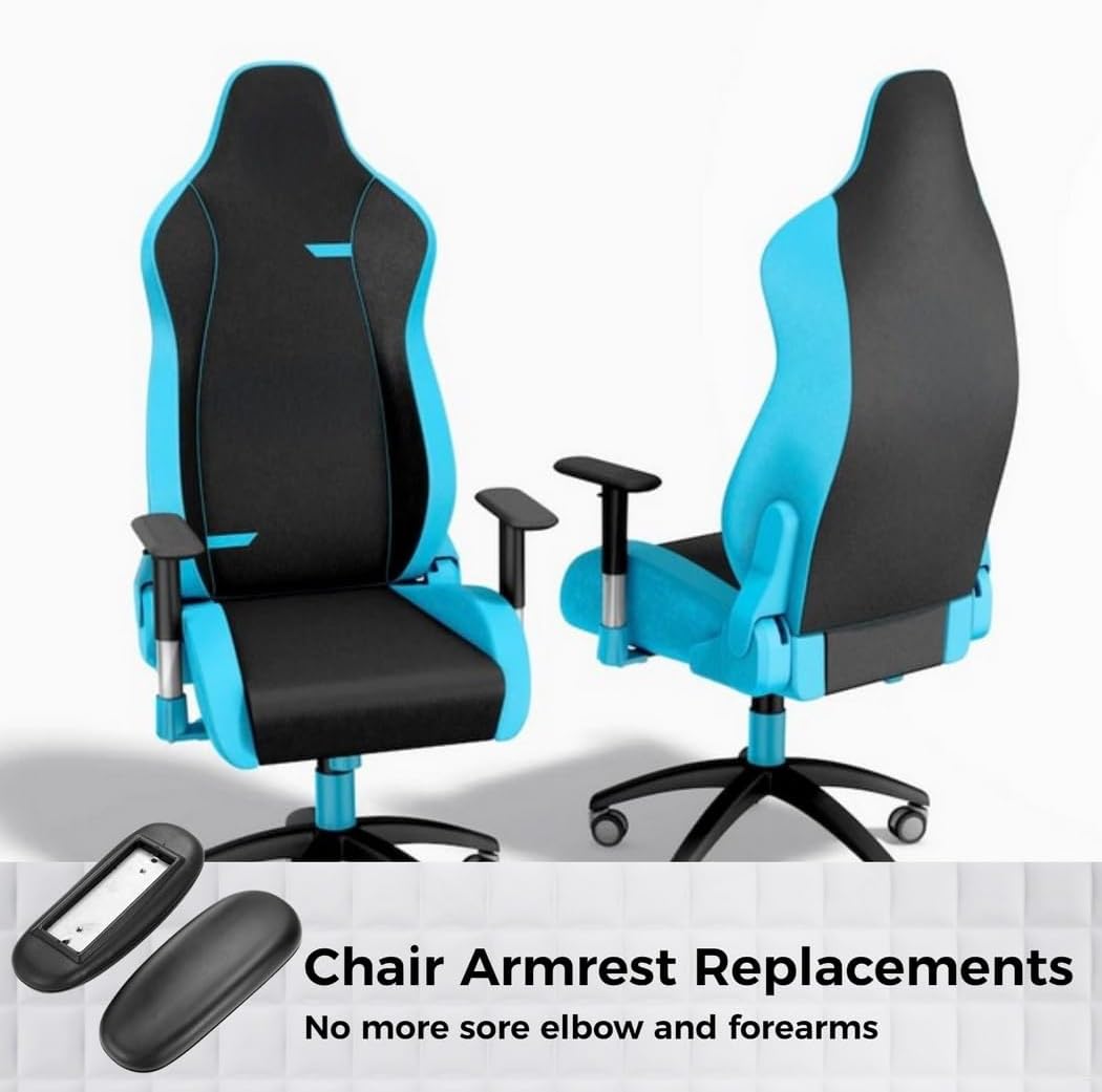 2 Pcs Pu Arm Pads for Gaming Chairs, Universal Replacement Armrests with 4 Mounting Holes for Office and Desk Chairs