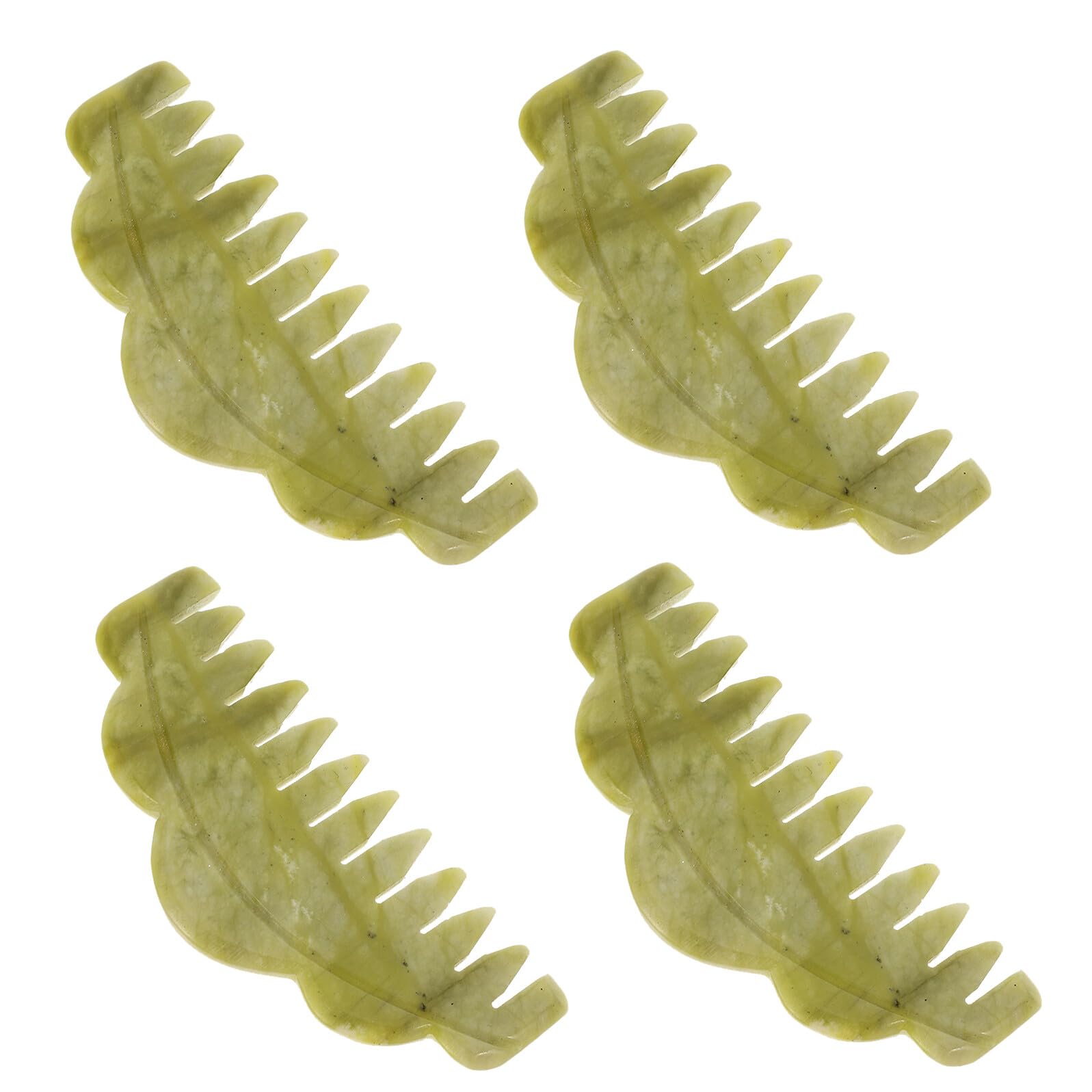 VALICLUD Set 4 Pettini Massaggianti in Pietra Verde Portatili per Cuoio Capelluto Massaggiatore per Chioma e Stimolatore Circolazione Strumento per Massaggio Testa Rilassante e