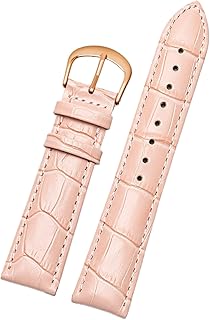 Correa de reloj de cuero genuino de 10-22mm, correa de hebilla de reloj de oro rosa para mujer
