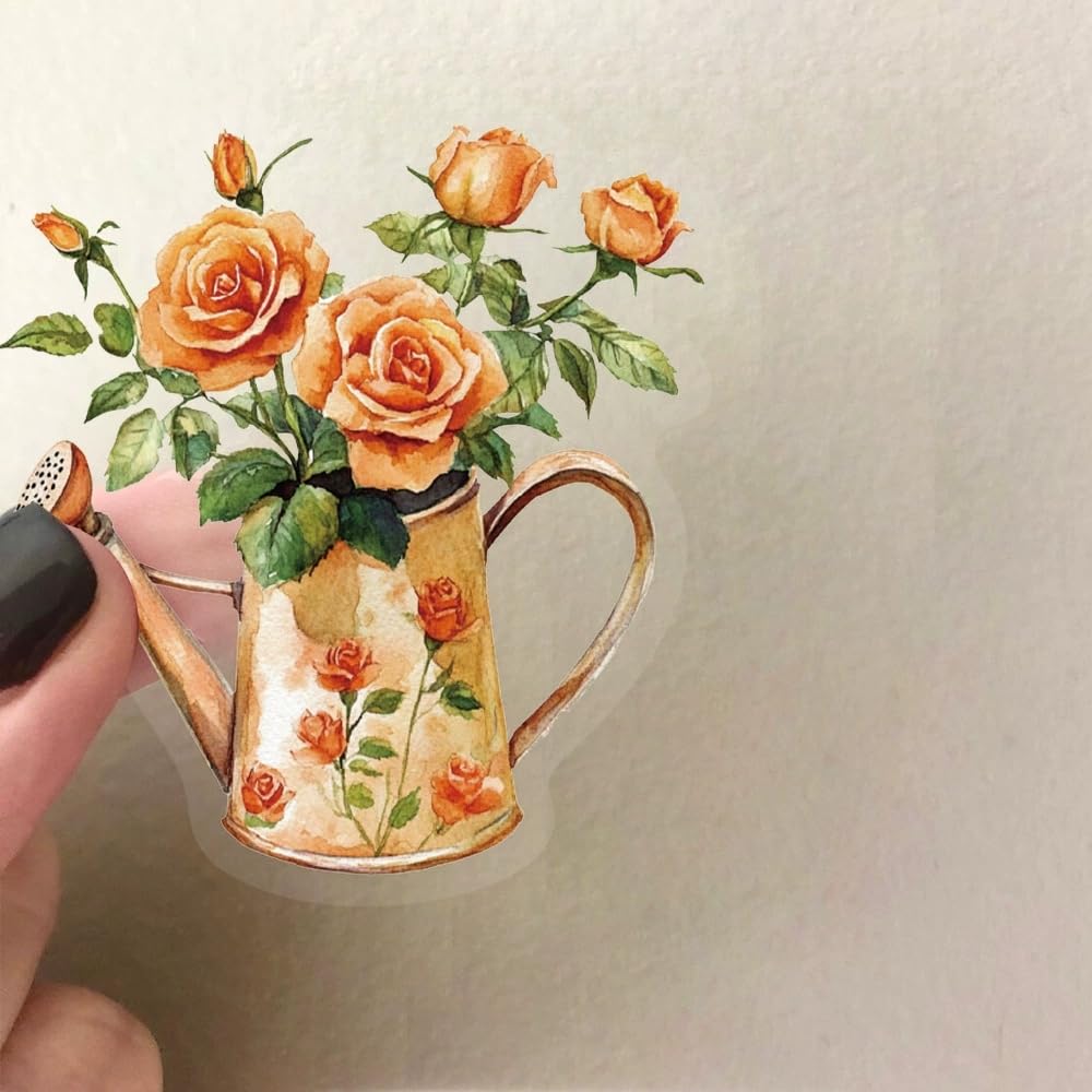 50Pcs Orange Flower Stickers for Scrapbooking Aesthetic for Water Bottles,Vinyl Waterproof Laptop Stickers,Skateboard Computer Phone Decals for Girls Teens - Image 2