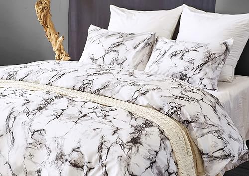 Miniatura 2 de Jingzhang - Juego de funda de edredón y funda de almohada de calidad de hotel (3 piezas), color gris, Poliéster & Mezcla de poliéster, blanco (White