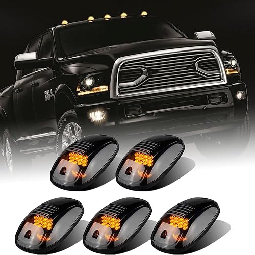 AMEXMART 5 luces LED ámbar para cabina de humo para techo compatibles con camionetas Dodge Ram 1500 2500 3500 4500 5500 2003-2018