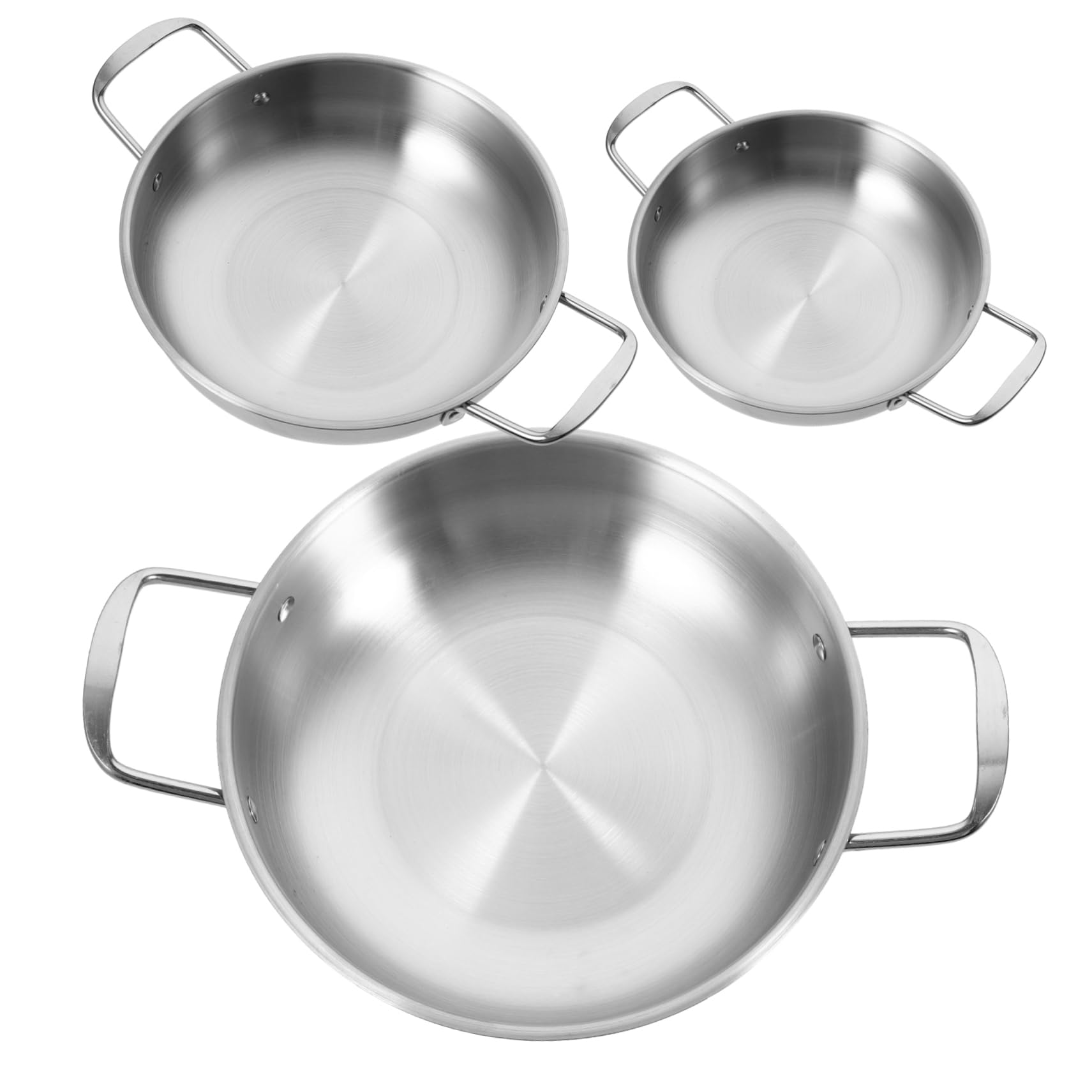 Unomor 3Pcs Stainless Steel Ramen Pot Heat Insulated Handles Fast Heating Noodle Cooker for Ramen Soups Stews for Home Cooking Outdoor Activities